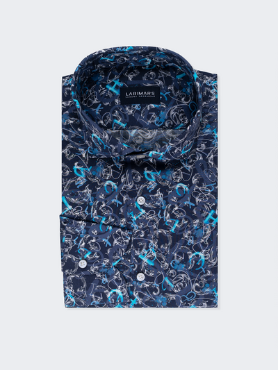Blue and White Paisley Print | Cotton Shirt