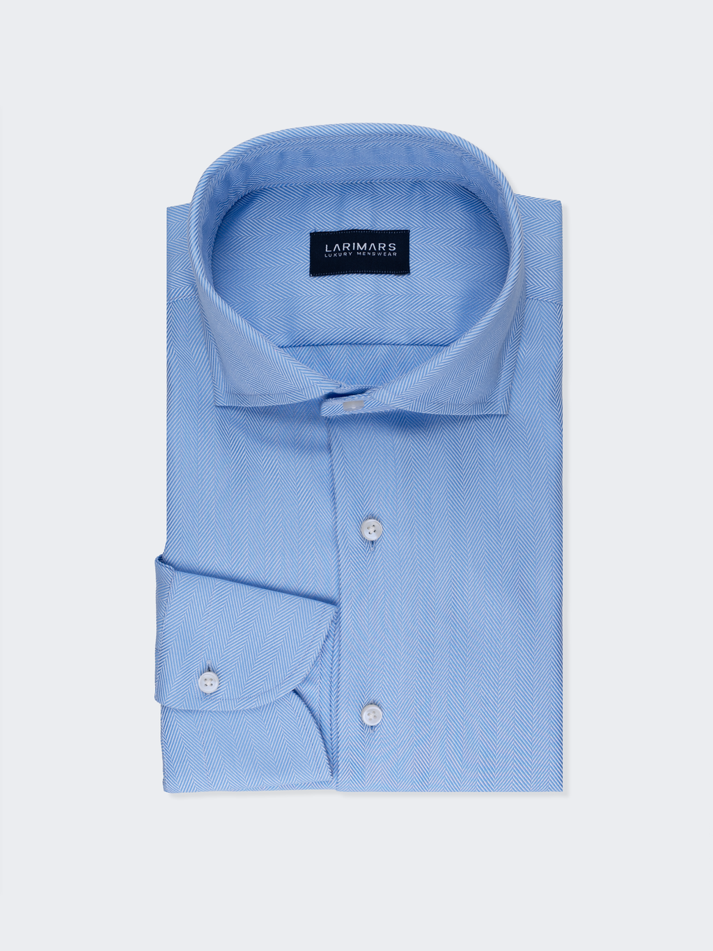 Medium Blue Herringbone | Cotton Shirt