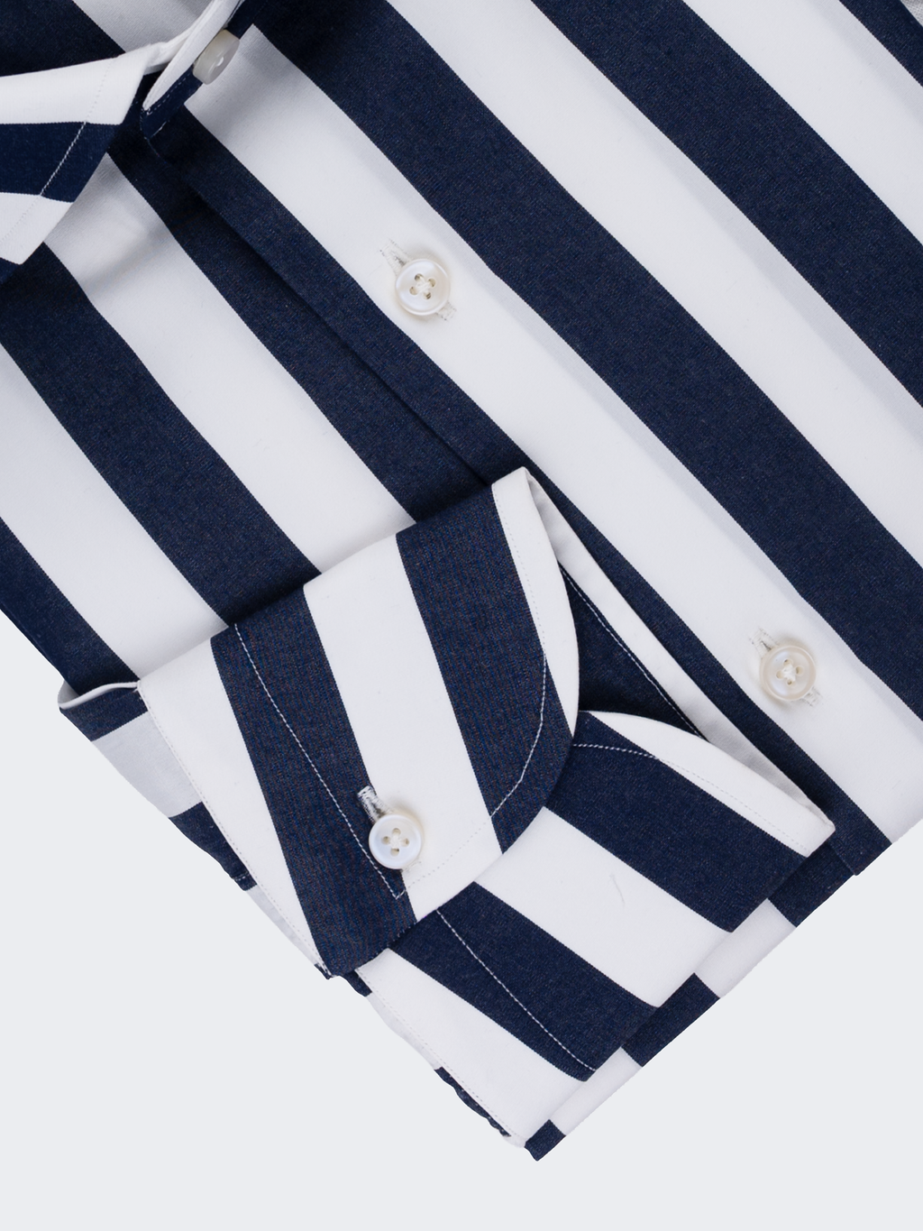 Blue Wide Stripe | Cotton Shirt