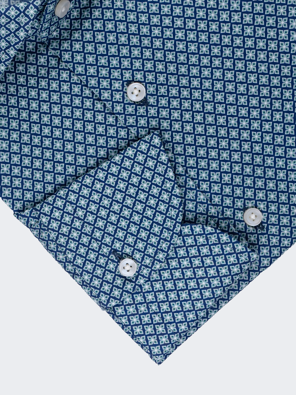 Green & Navy Geometric Motif Print