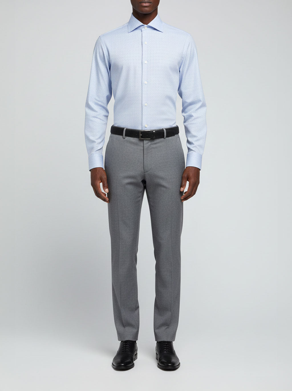 Light Blue Basket Weave Texture | Cotton Shirt