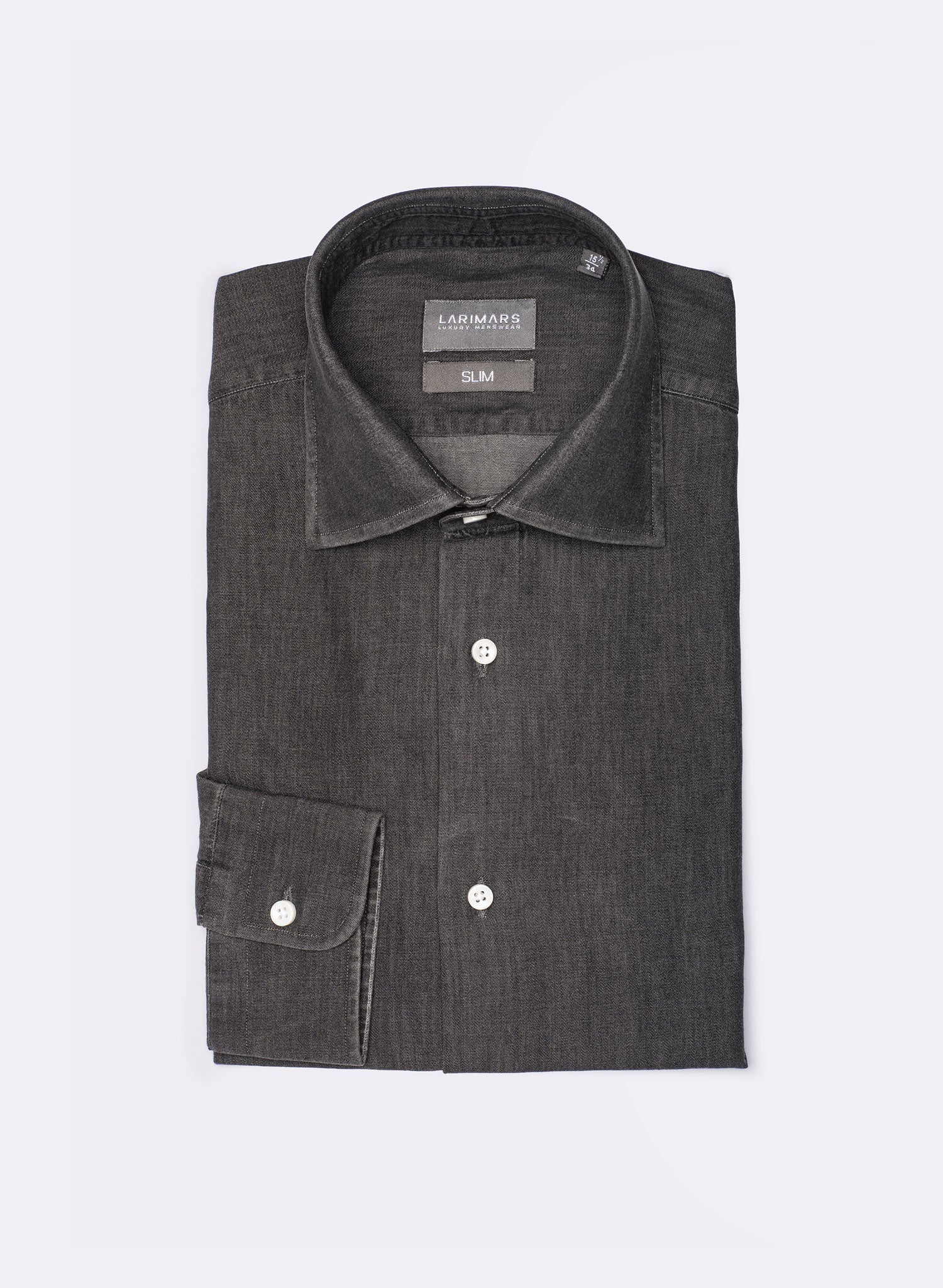 Medium Wash | Black Denim Shirt