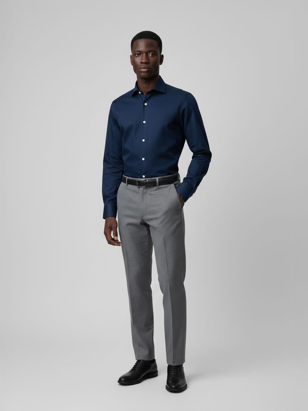 Navy Blue Poplin | Cotton Shirt