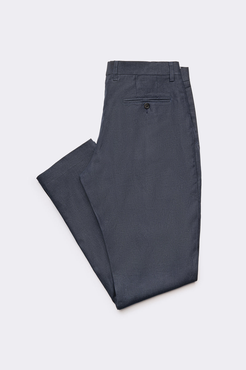 Navy Irish Linen Trouser