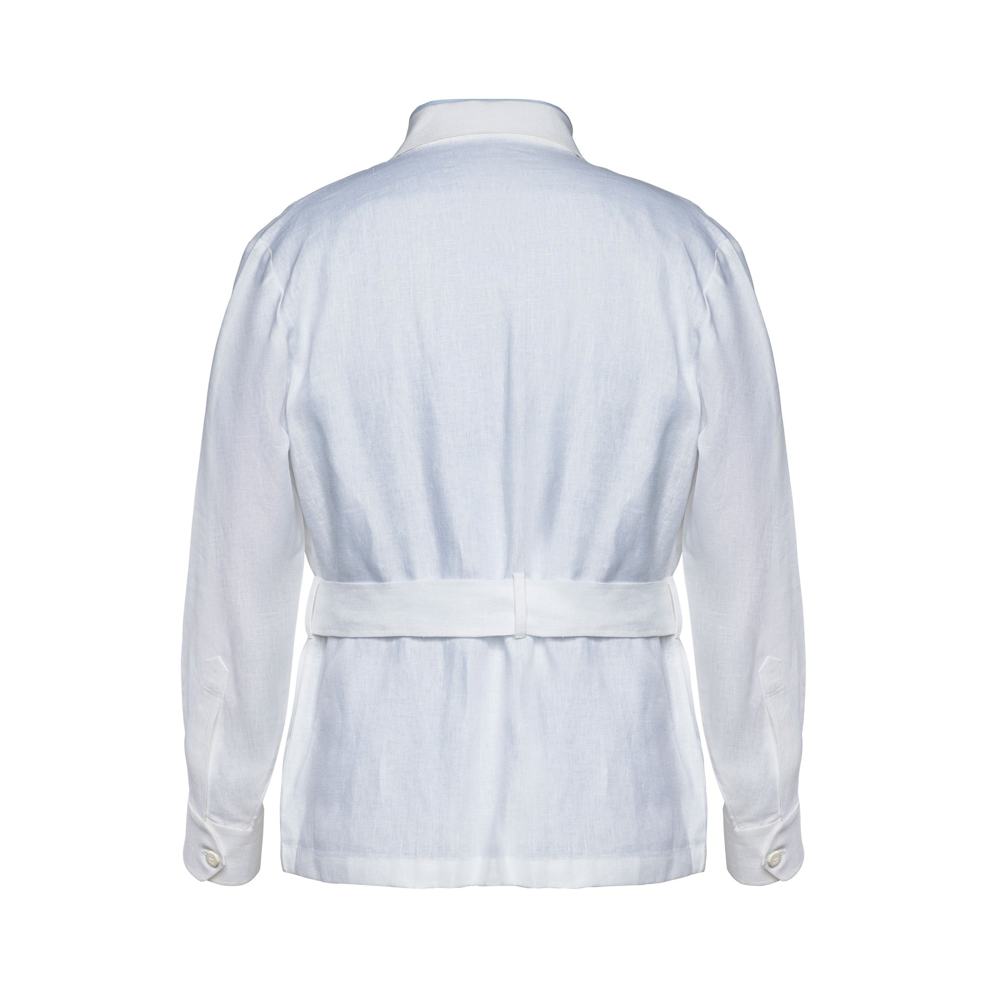 Back of White Linen Overshirt for Men