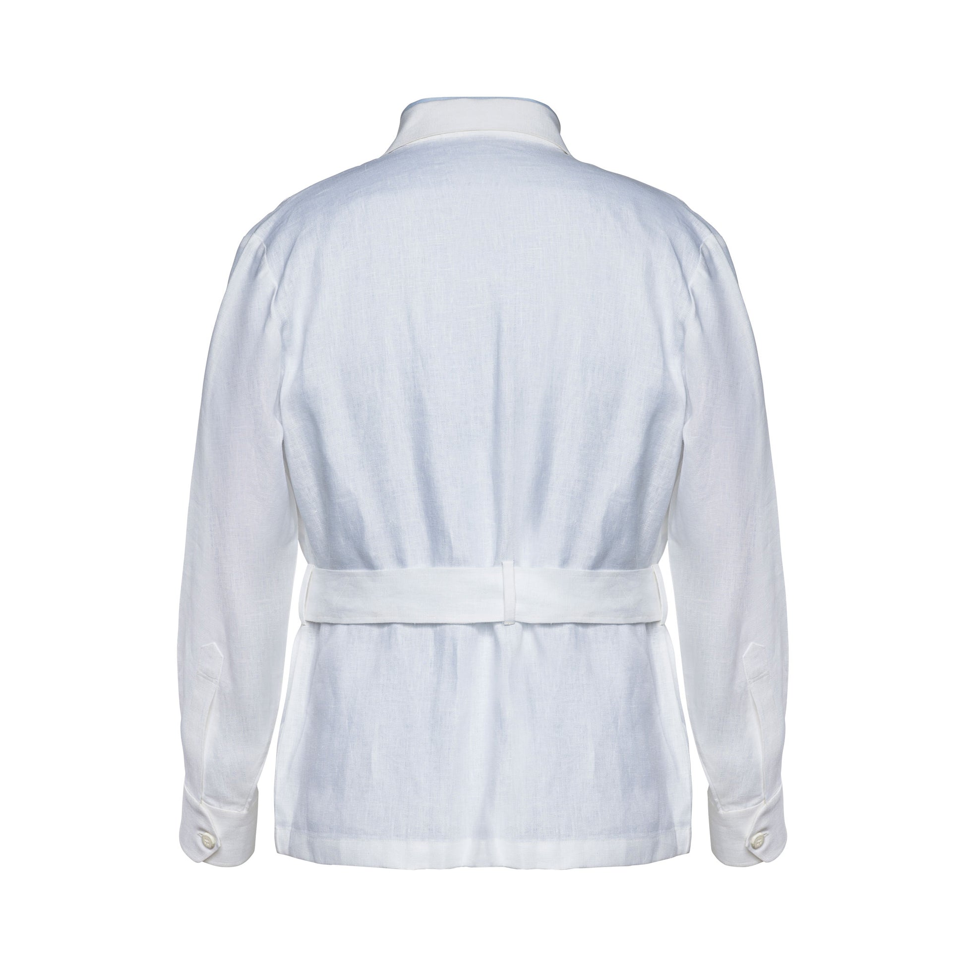 Back of White Linen Overshirt for Men