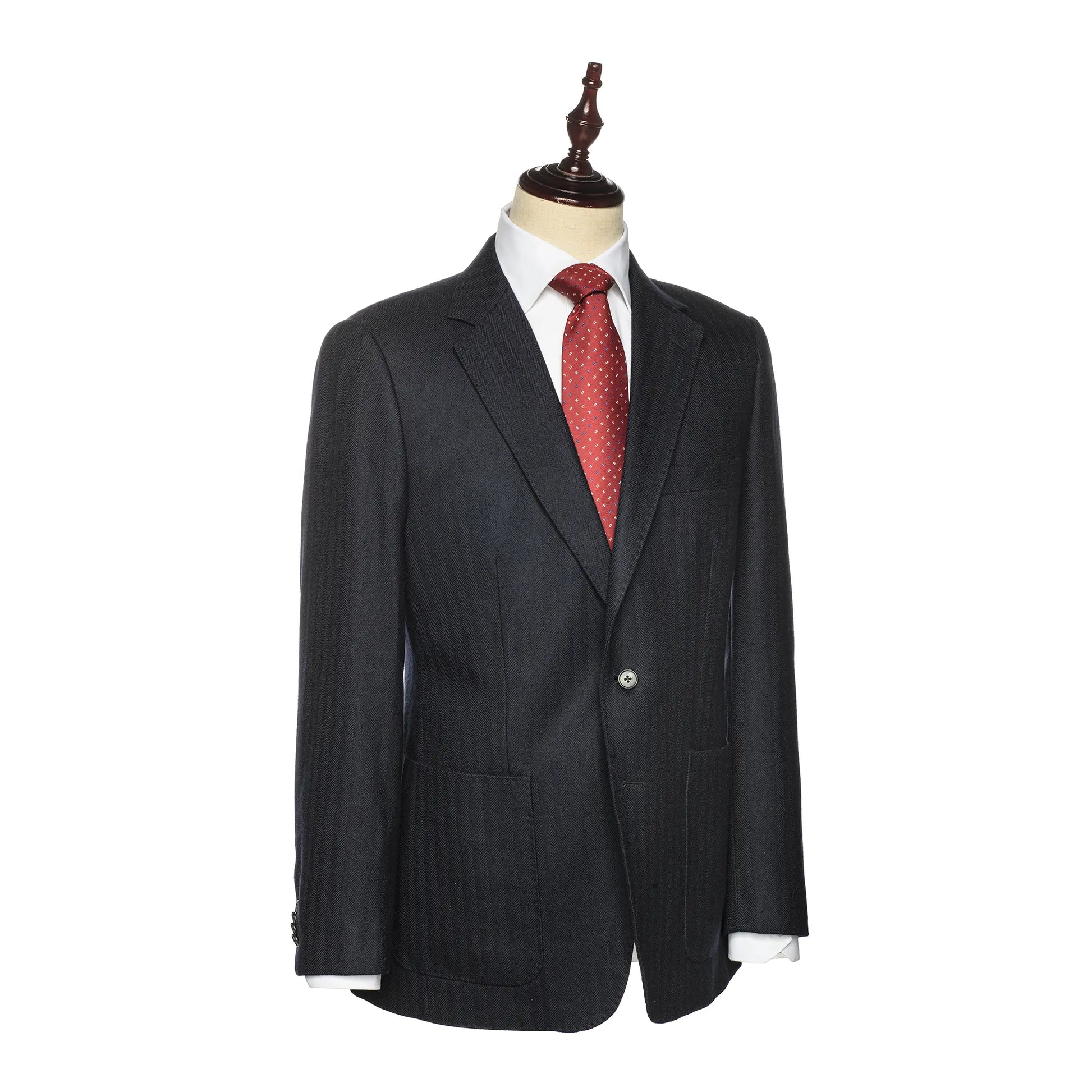 Black Herringbone Jacket For Men