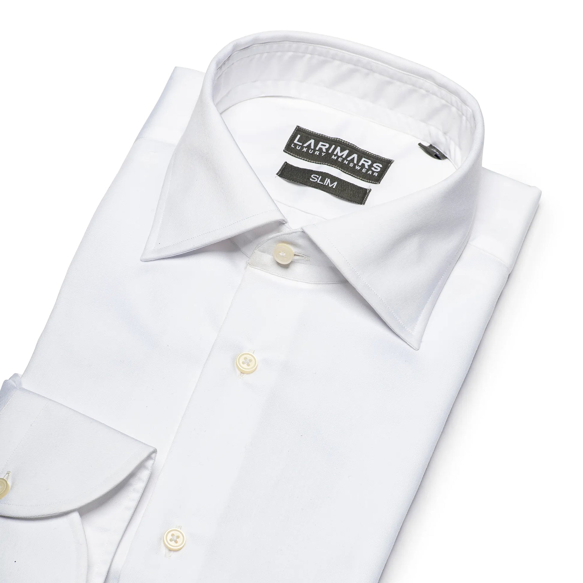 White Twill Cotton Shirt for Men