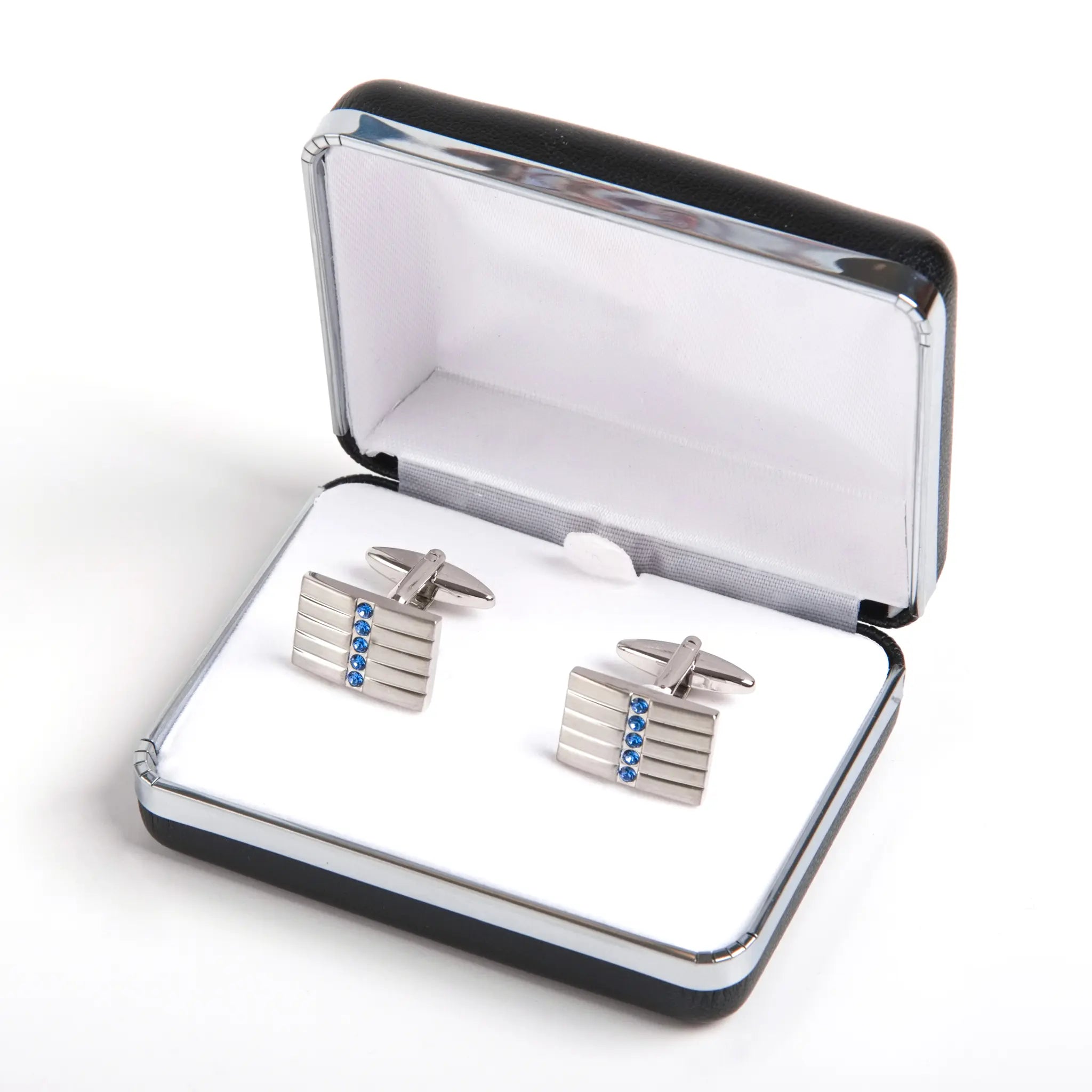 Sapphire Austrian Crystals Cuff Link - Larimars Clothing Men's Formal and casual wear shirts