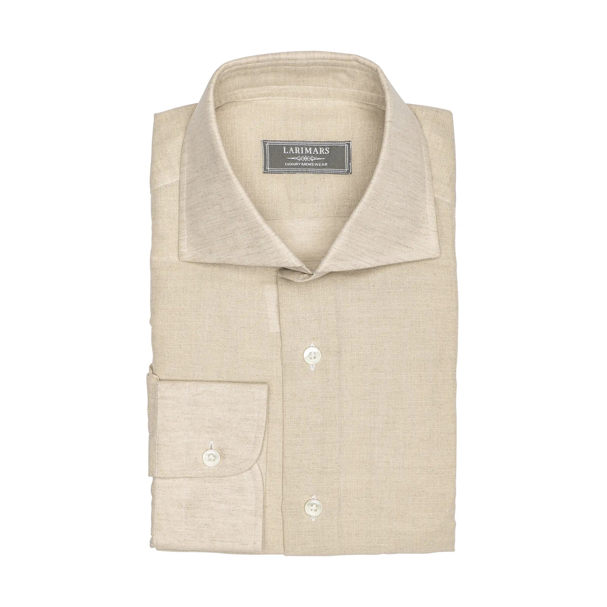 Beige Cotton Linen - Larimars Clothing Men's Formal and casual wear shirts