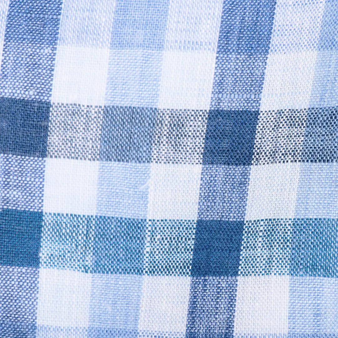 Blue Gingham Linen Check - Larimars Clothing Men's Formal and casual wear shirts
