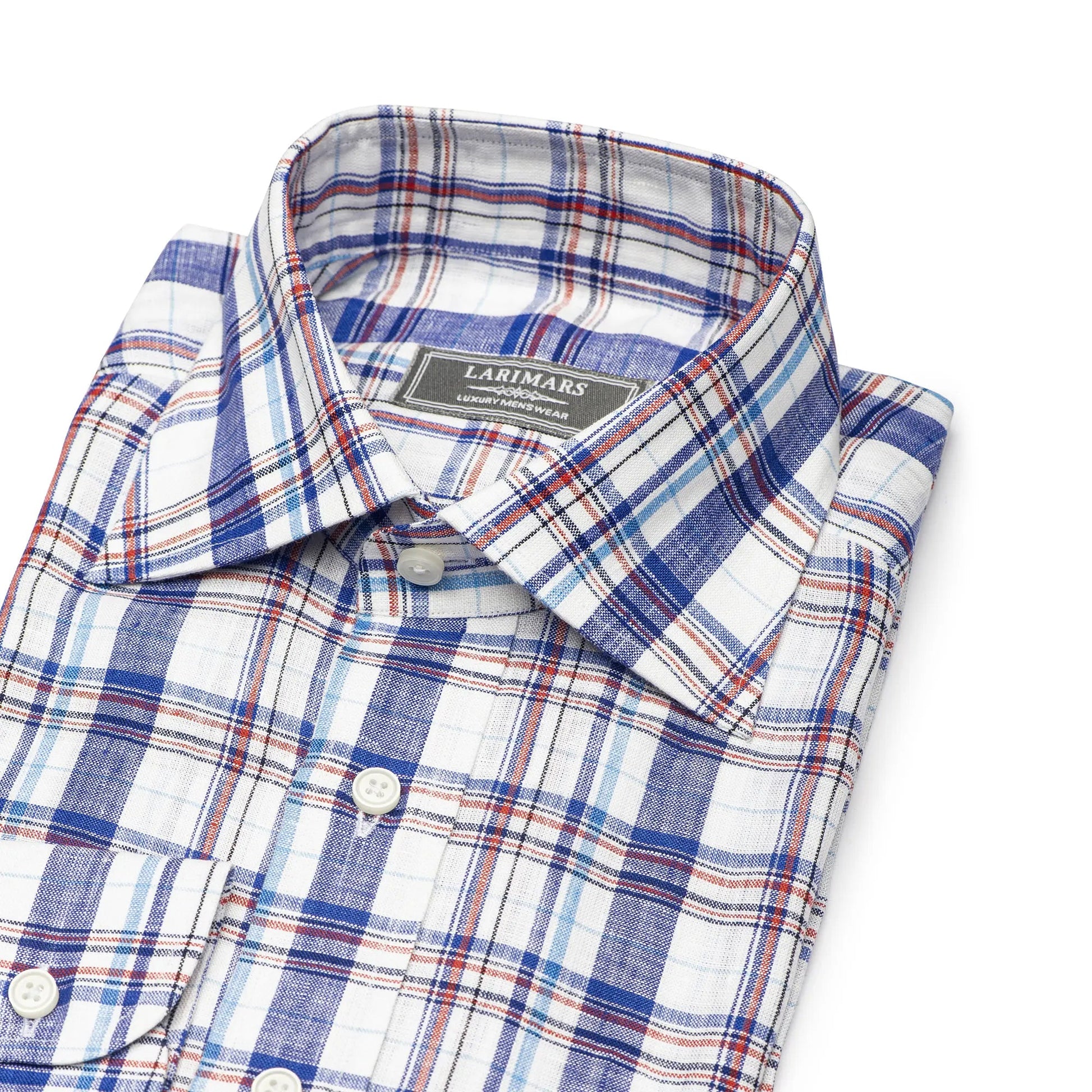 Blue Linen Check | Burgoyne - Larimars Clothing Men's Formal and casual wear shirts
