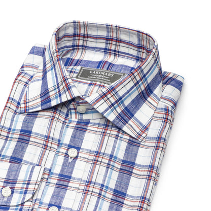 Blue Linen Check | Burgoyne - Larimars Clothing Men's Formal and casual wear shirts