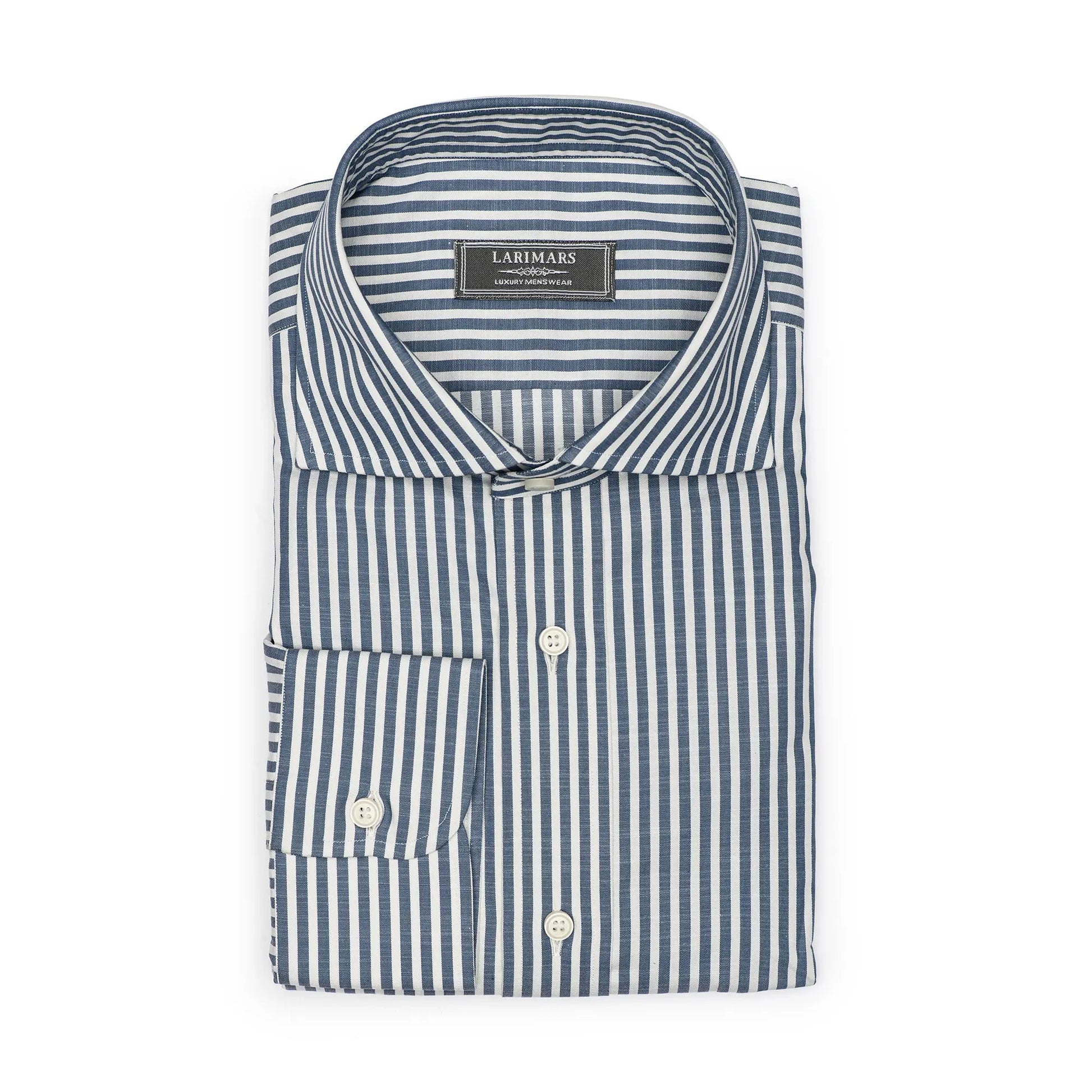 Blue Slub Bengal Stripe - Larimars Clothing Men's Formal and casual wear shirts