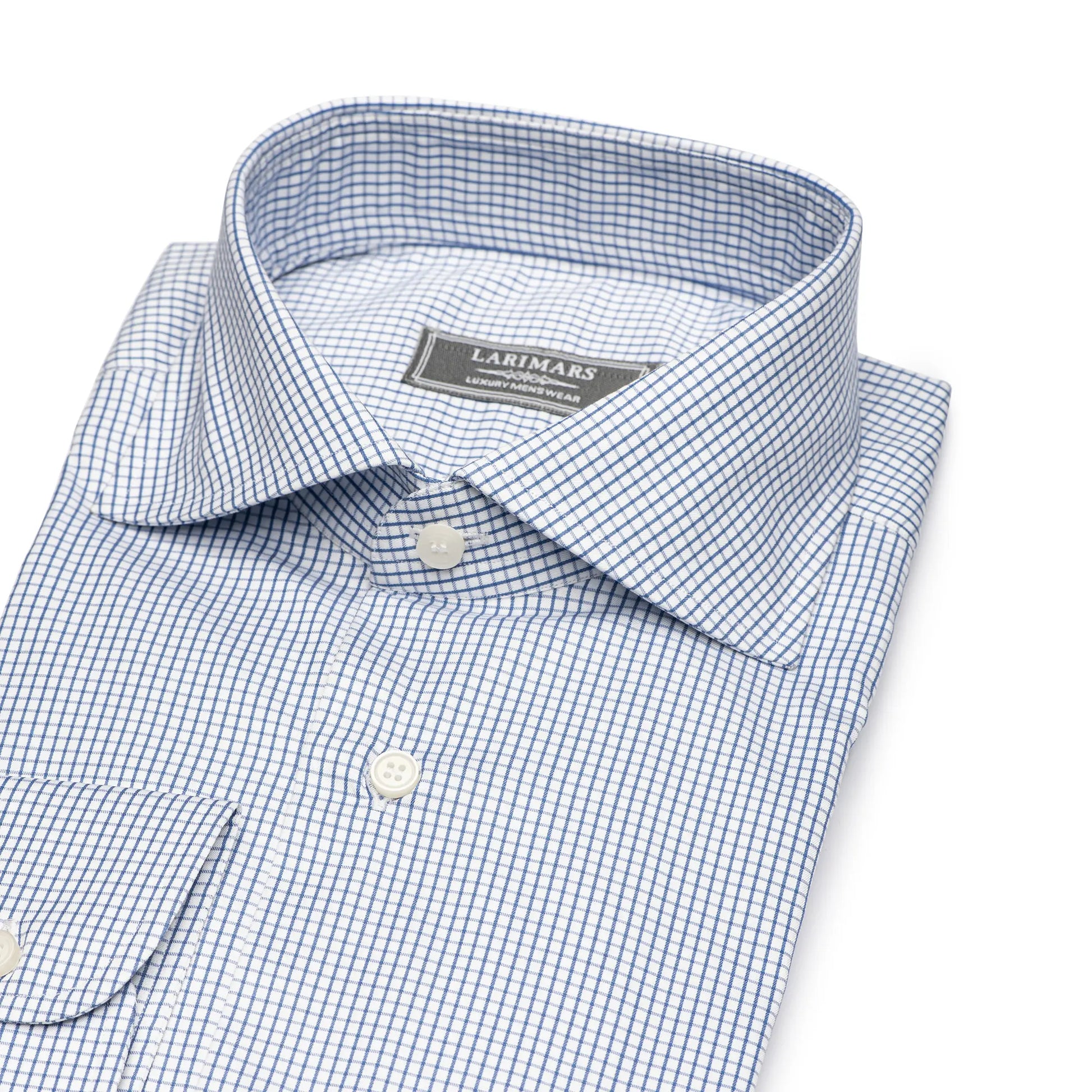 Blue Small Check | Wrinkle Resistant - Larimars Clothing Men's Formal and casual wear shirts
