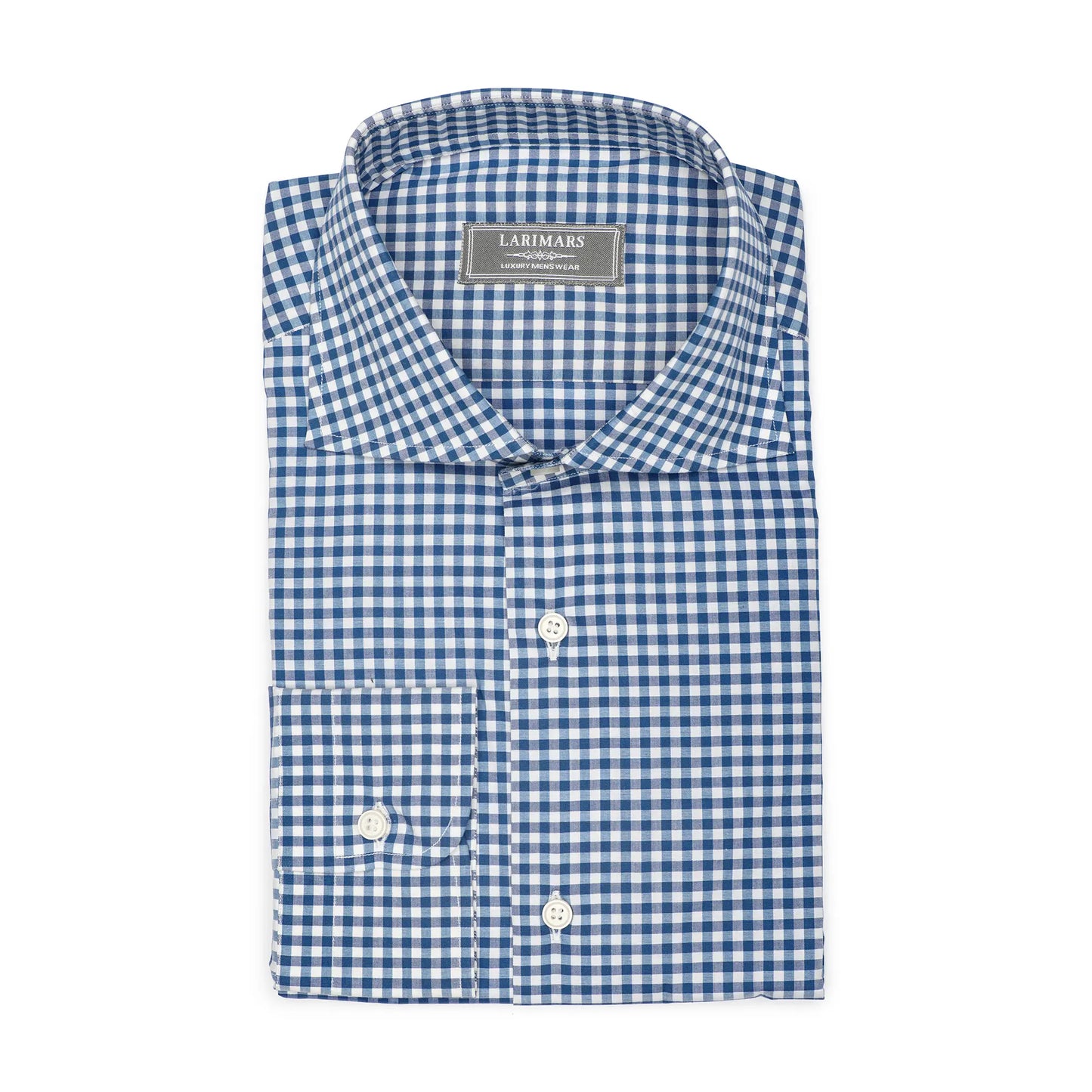 Blue Small Gingham Check - Larimars Clothing Men's Formal and casual wear shirts