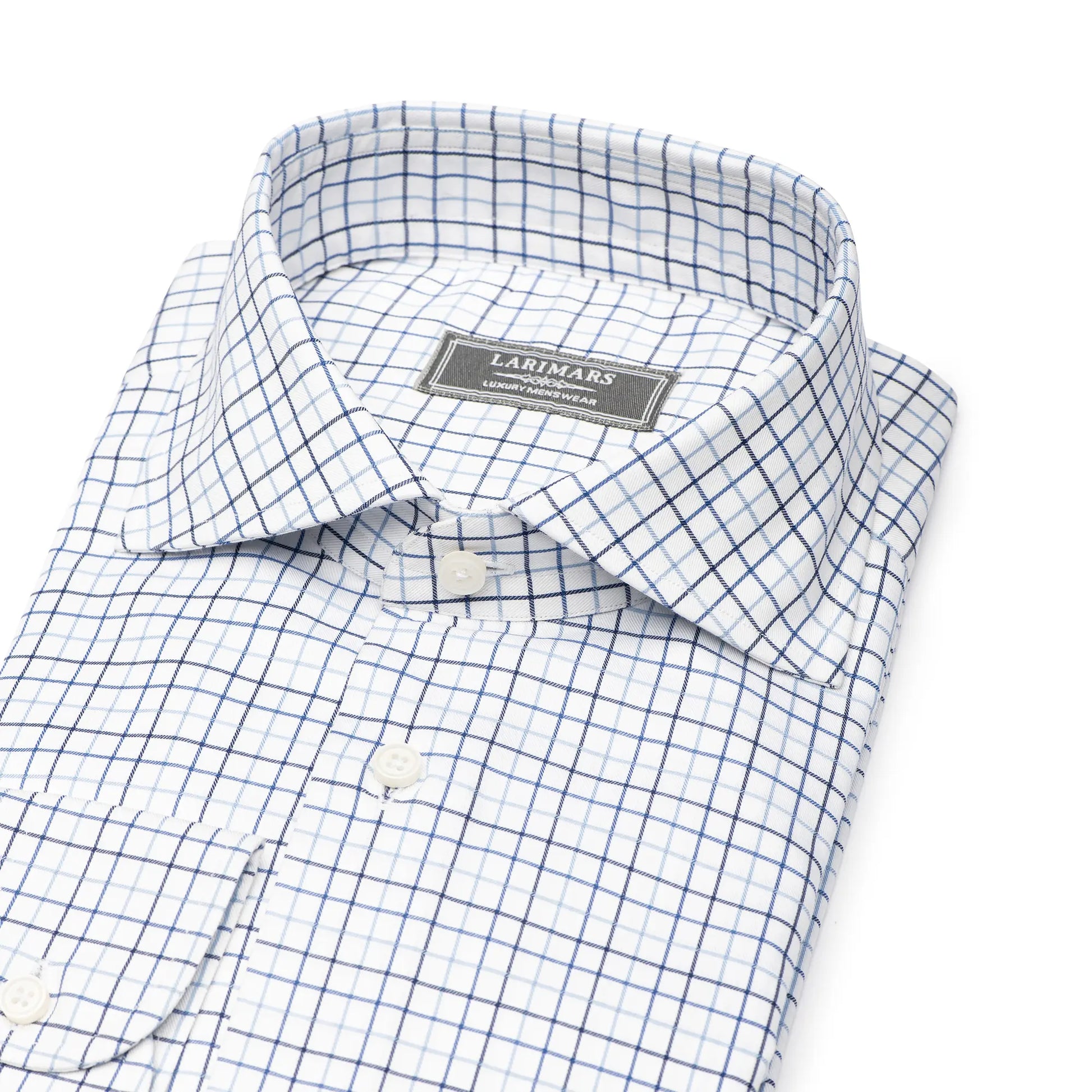 Blue Tattersall - Larimars Clothing Men's Formal and casual wear shirts