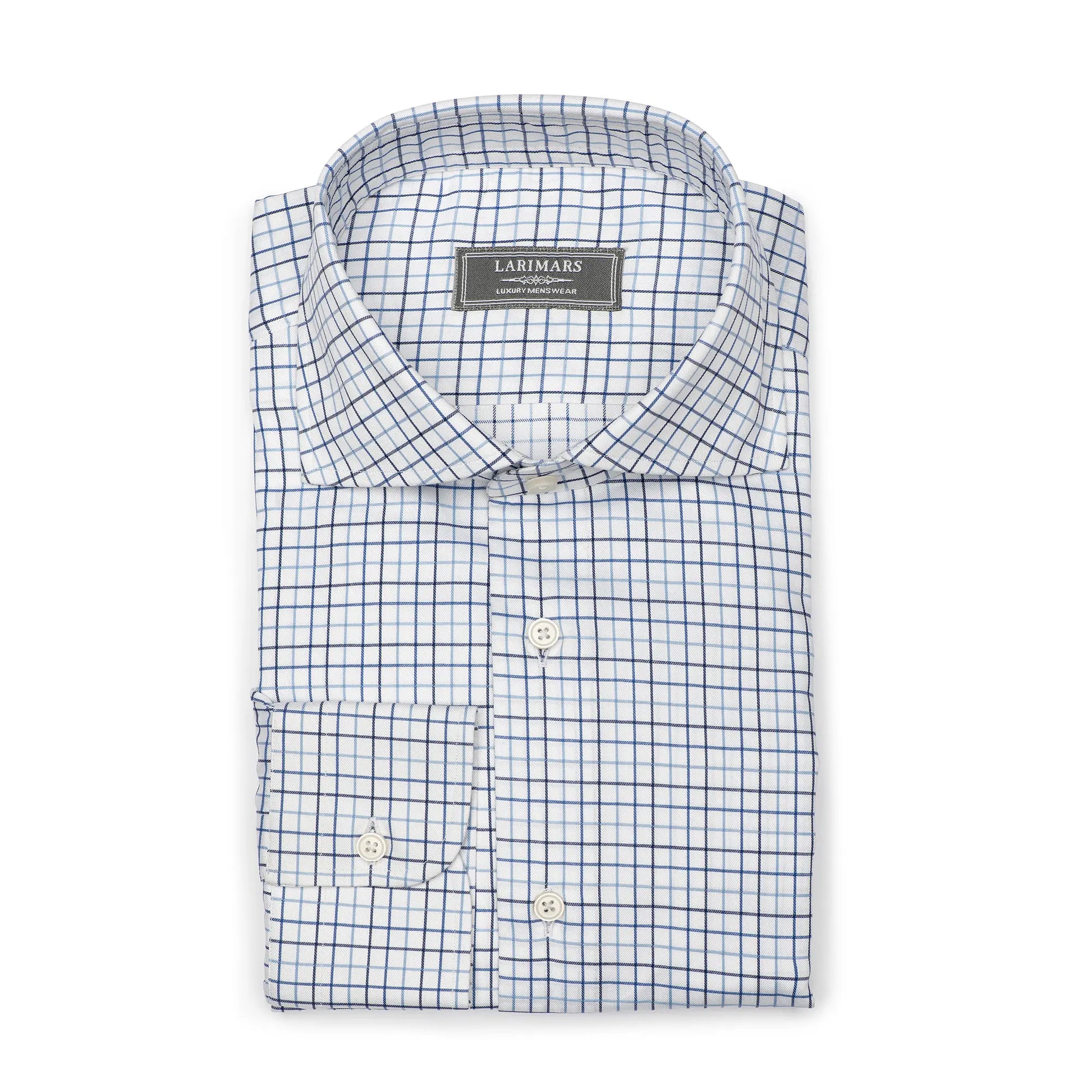 Blue Tattersall - Larimars Clothing Men's Formal and casual wear shirts