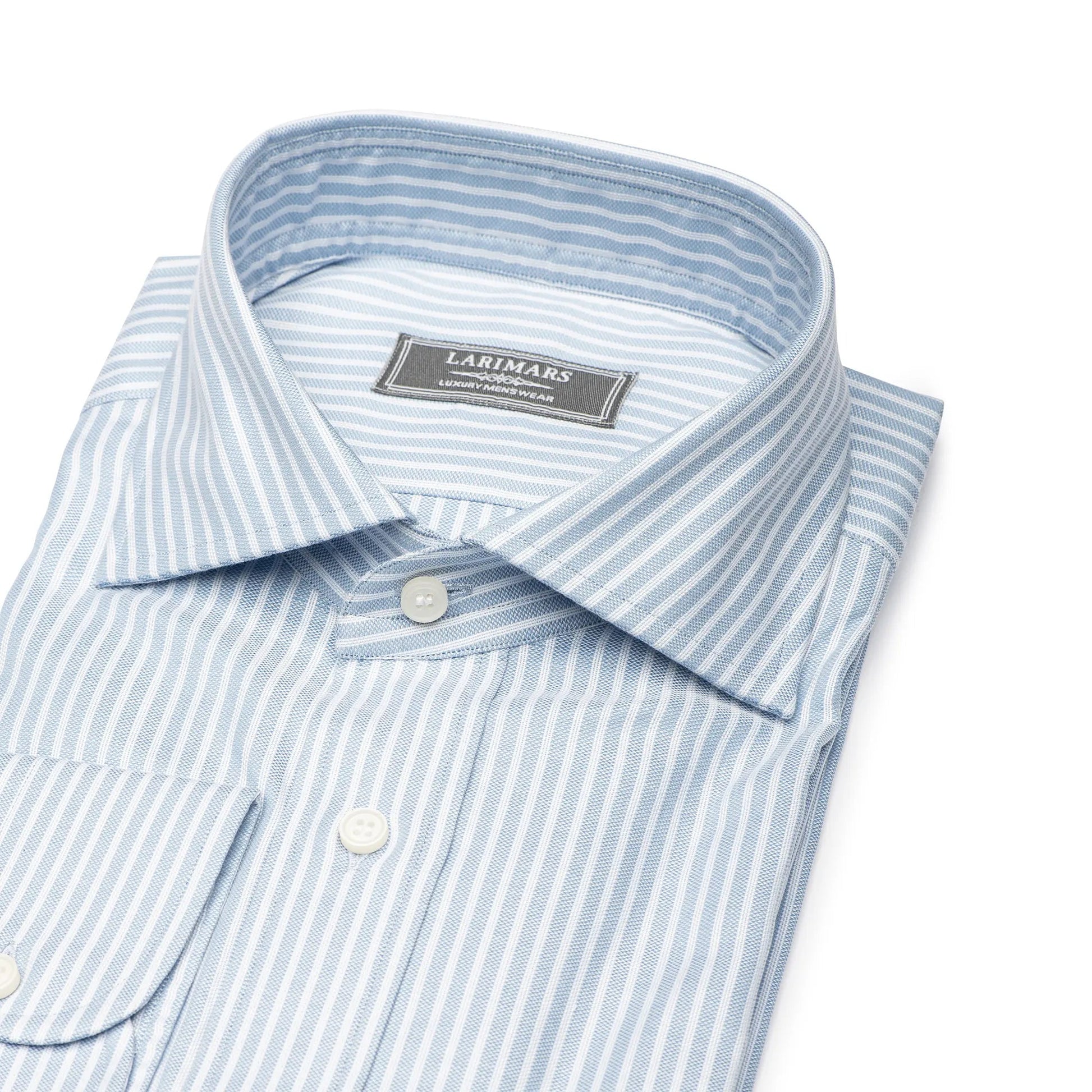 Blue & White Dobby Stripe - Larimars Clothing Men's Formal and casual wear shirts