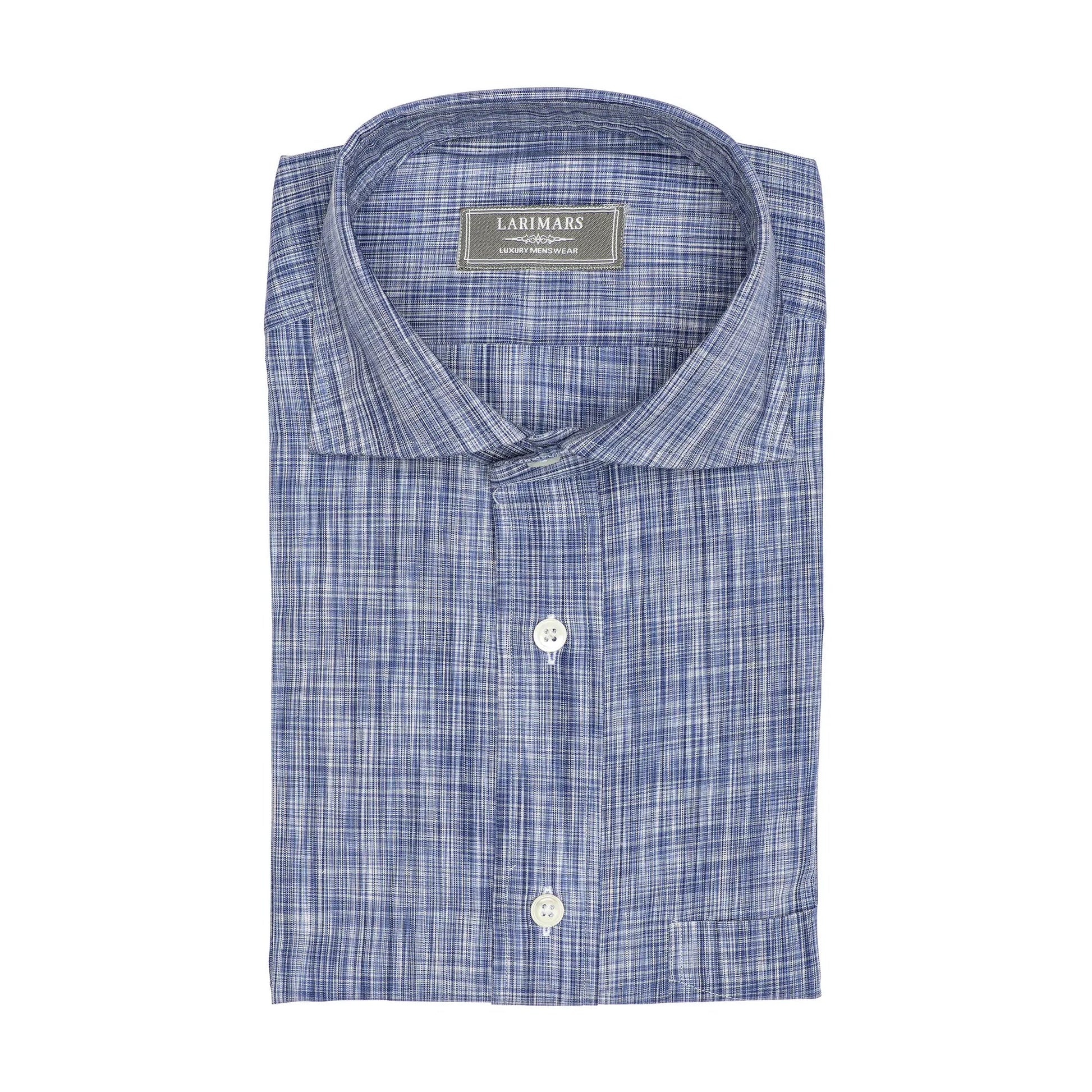 Blue & White Multi Color Slub - Larimars Clothing Men's Formal and casual wear shirts