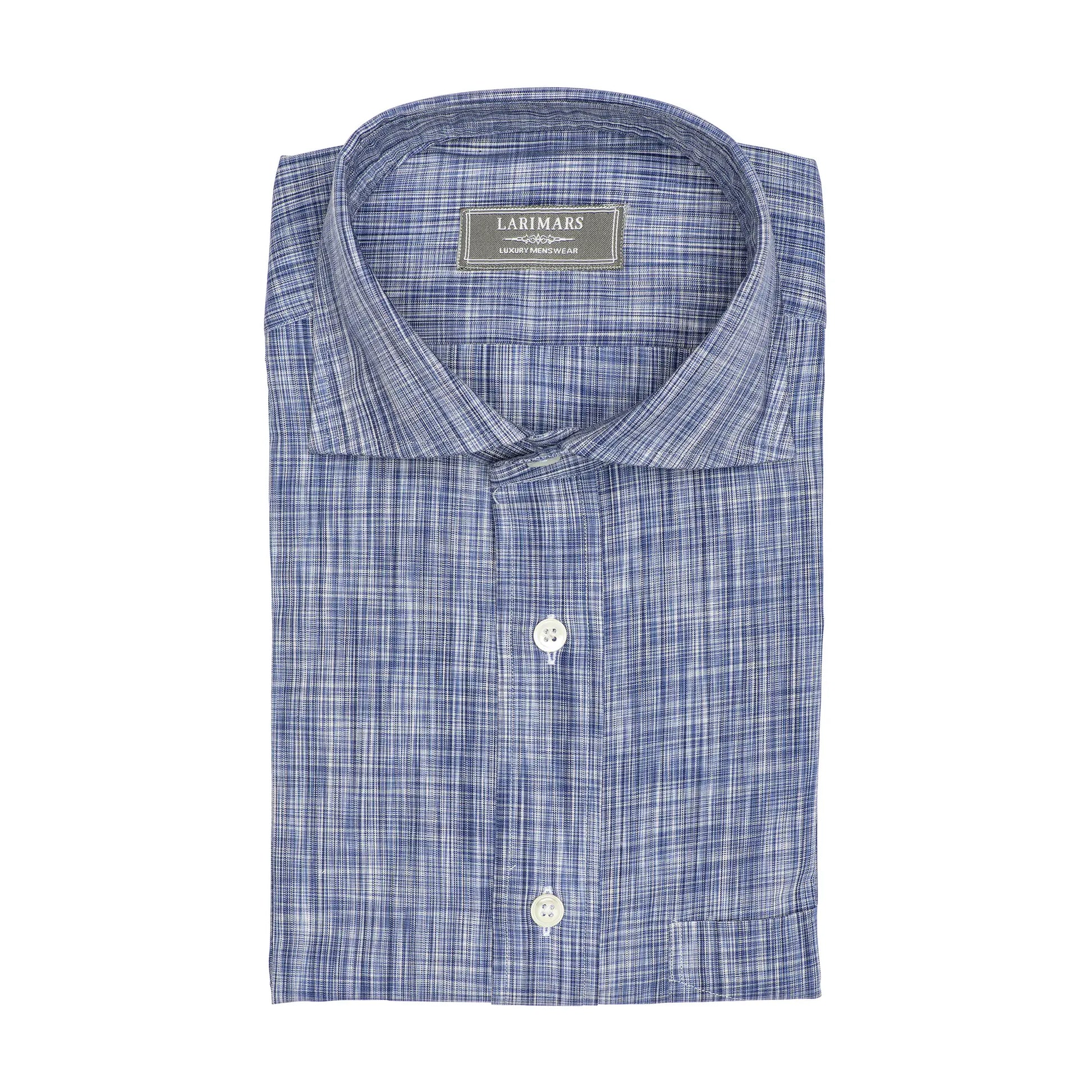 Blue & White Multi Color Slub - Larimars Clothing Men's Formal and casual wear shirts