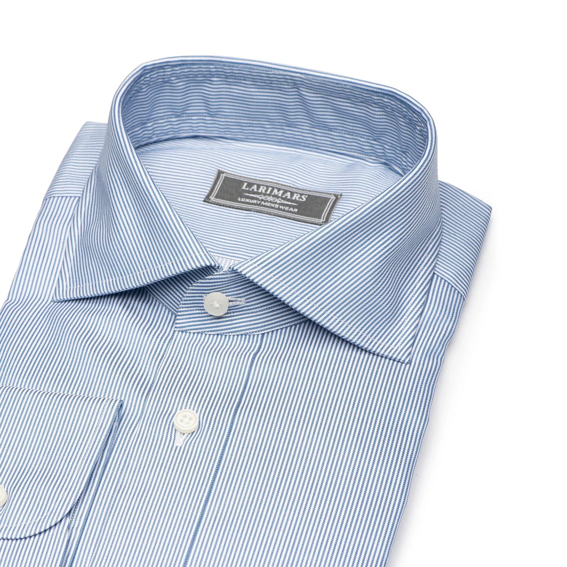 Blue & White Texture Stripe - Larimars Clothing Men's Formal and casual wear shirts