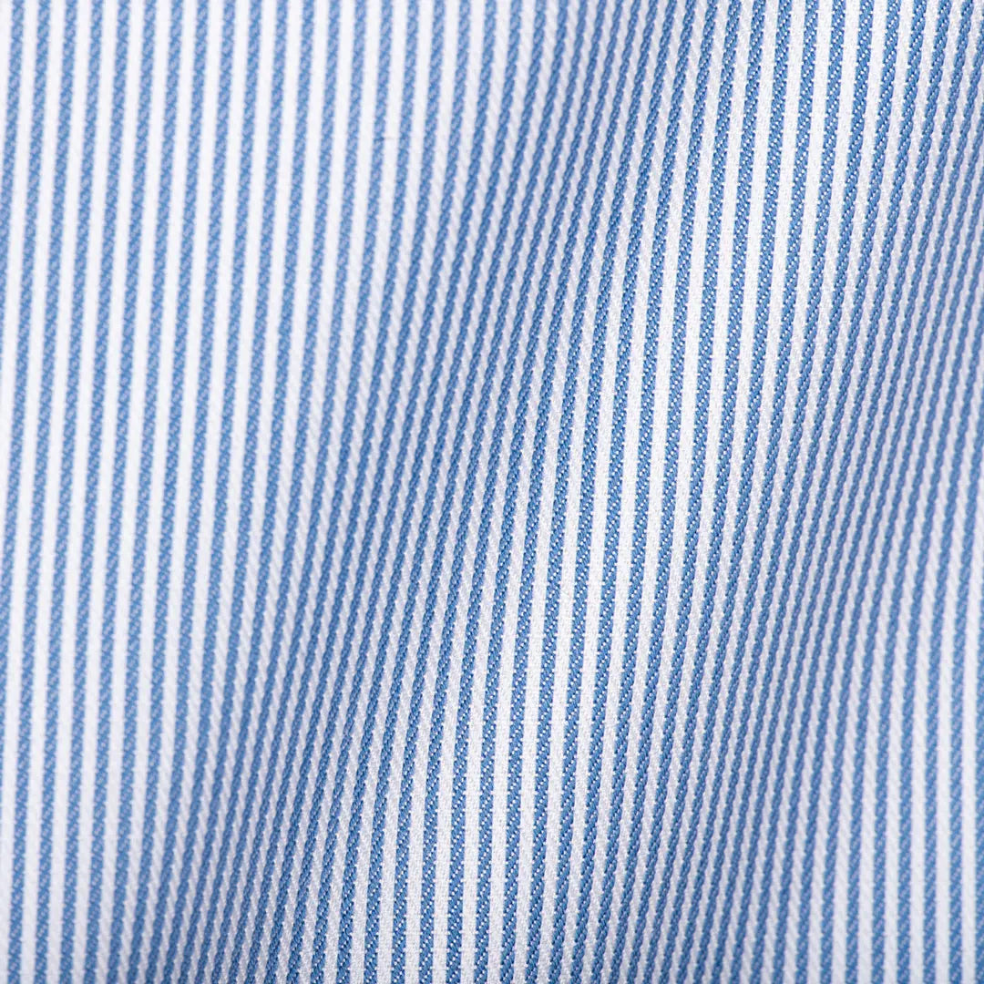Blue & White Texture Stripe - White Club Collar - Larimars Clothing Men's Formal and casual wear shirts