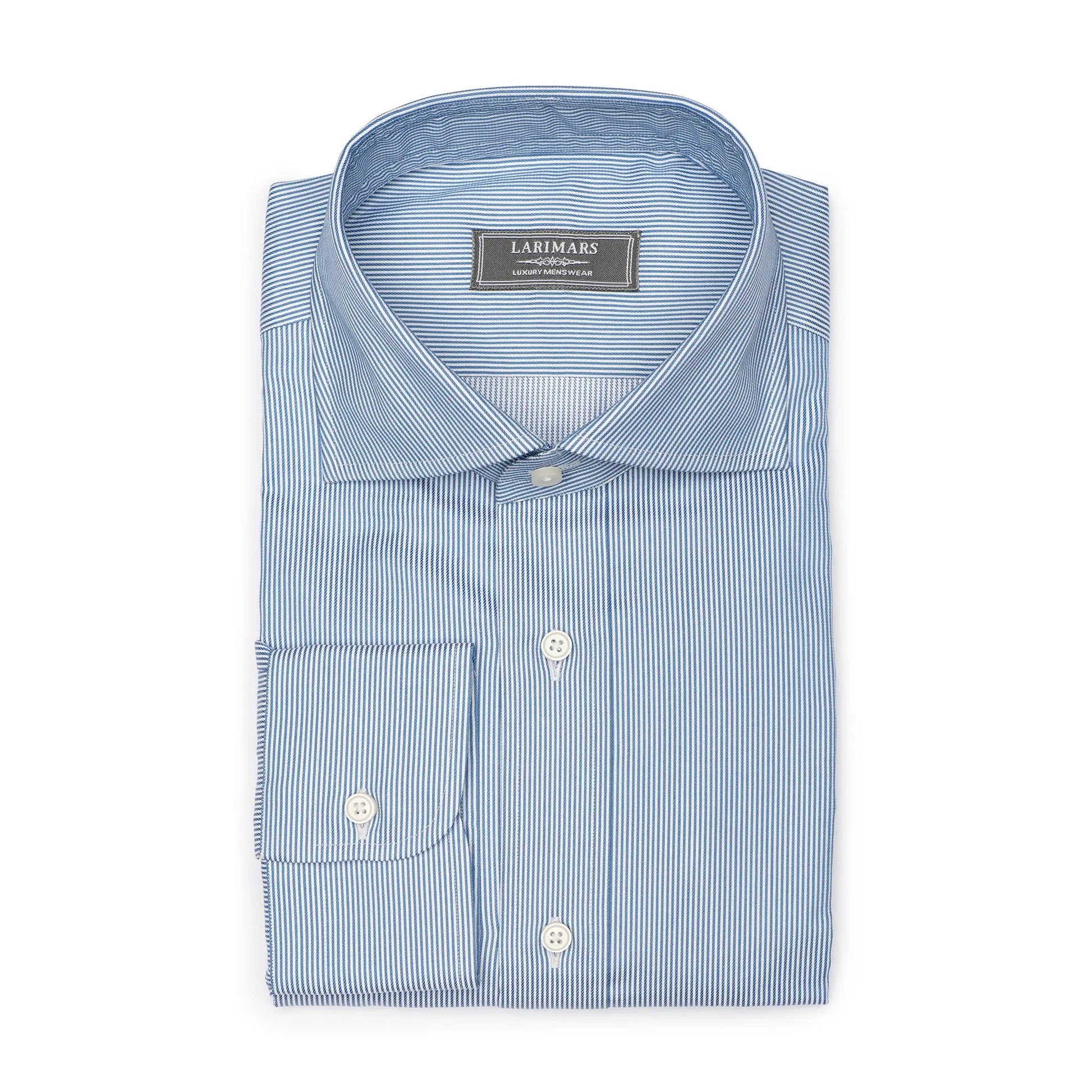 Blue & White Texture Stripe - Larimars Clothing Men's Formal and casual wear shirts
