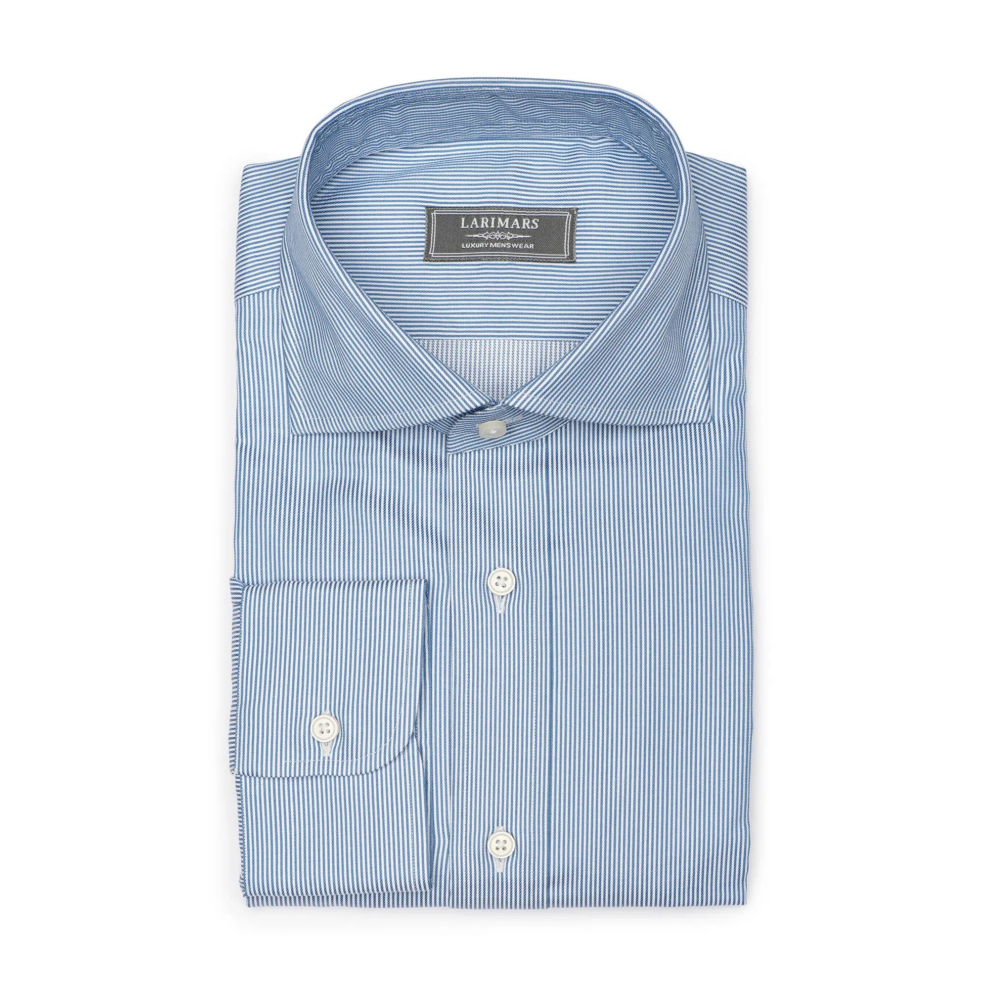 Blue & White Texture Stripe - Larimars Clothing Men's Formal and casual wear shirts