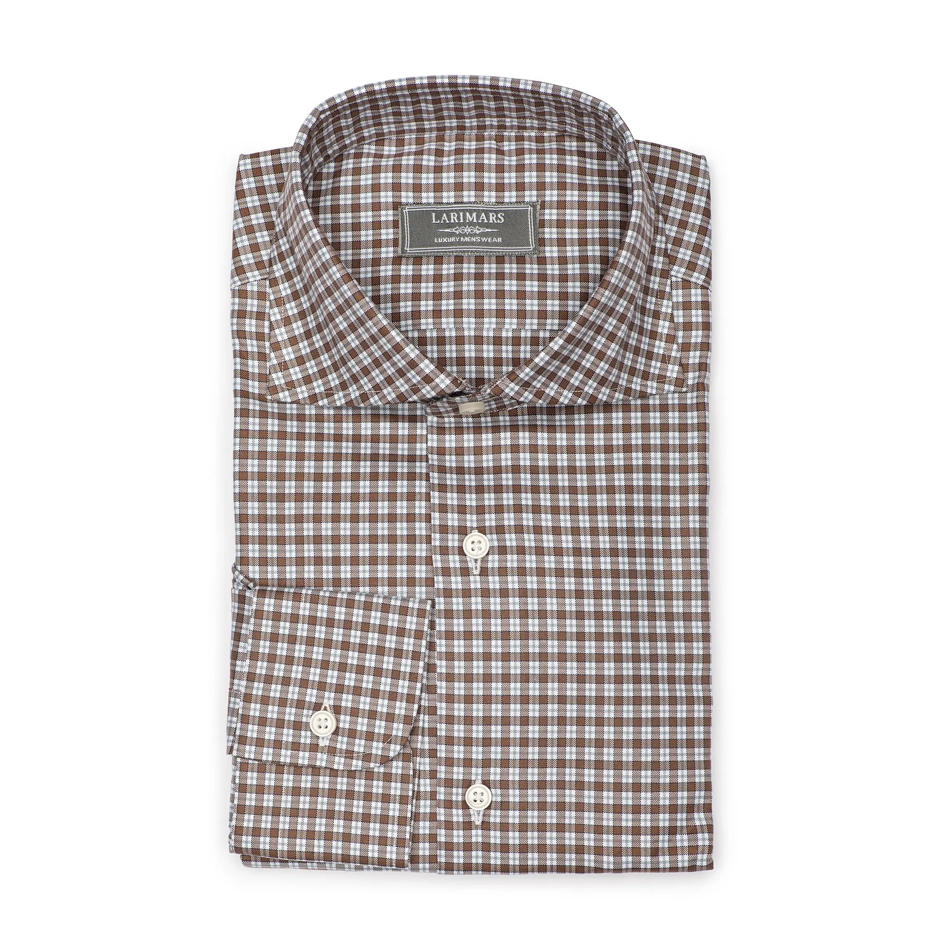 Brown Small Check - Larimars Clothing Men's Formal and casual wear shirts