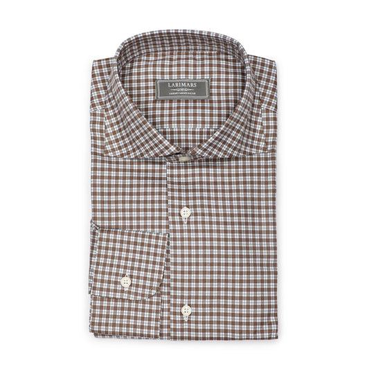 Brown Small Check - Larimars Clothing Men's Formal and casual wear shirts