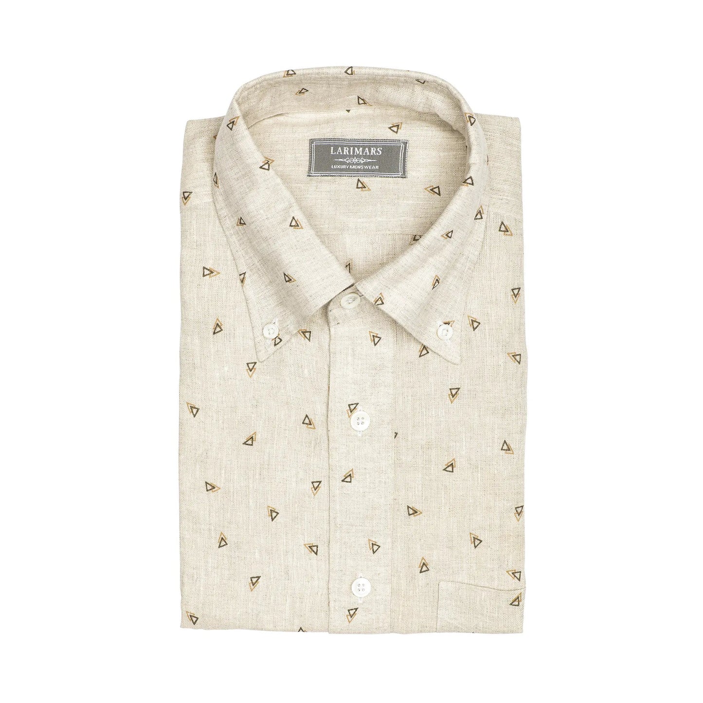 Classic Linen Beige Print - Larimars Clothing Men's Formal and casual wear shirts