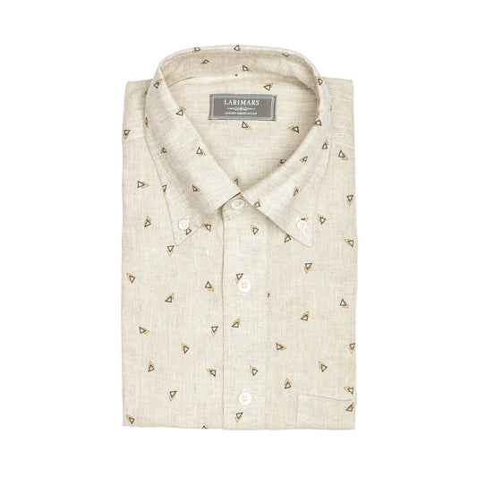 Classic Linen Beige Print | Burgoyne - Larimars Clothing Men's Formal and casual wear shirts