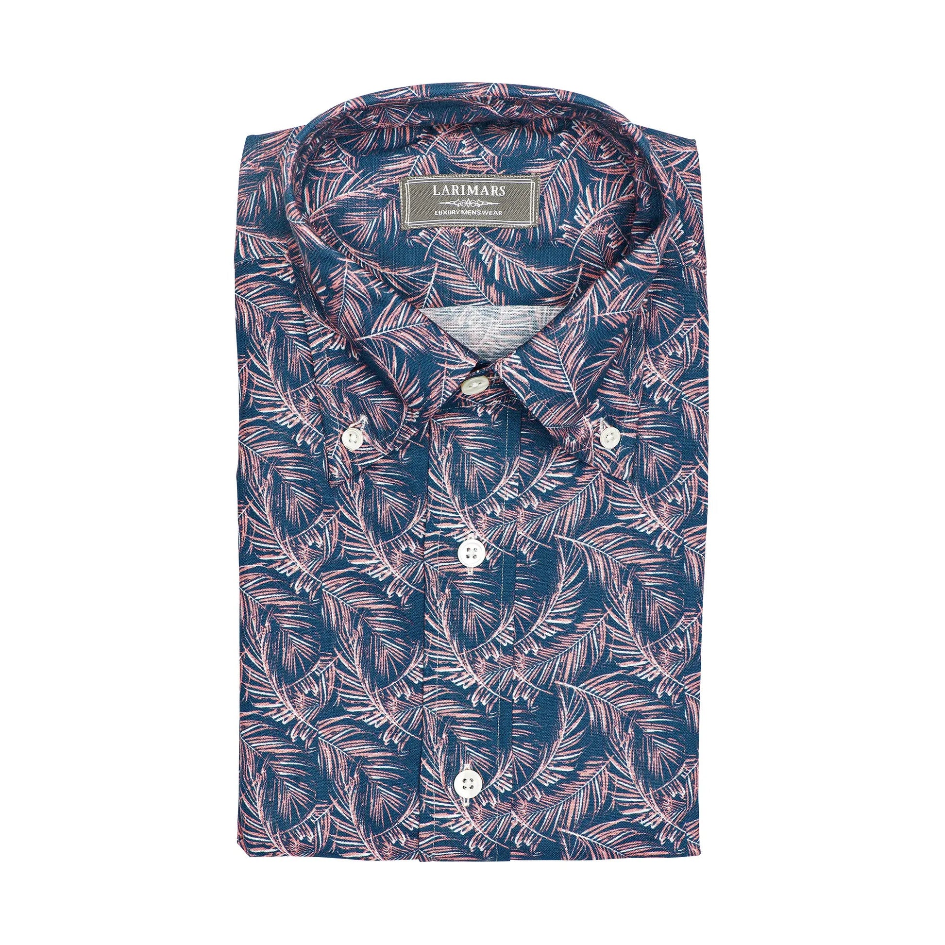 Cotton Linen Leaf Print - Larimars Clothing Men's Formal and casual wear shirts