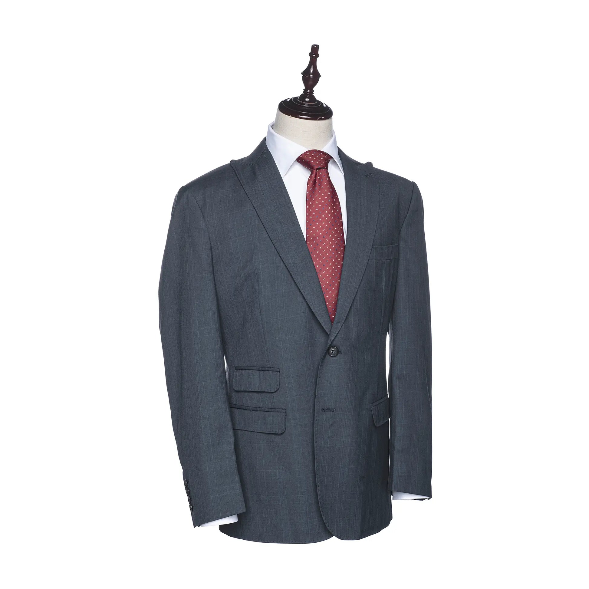 Dark Blue Windowpane Suits Jacket with Tie