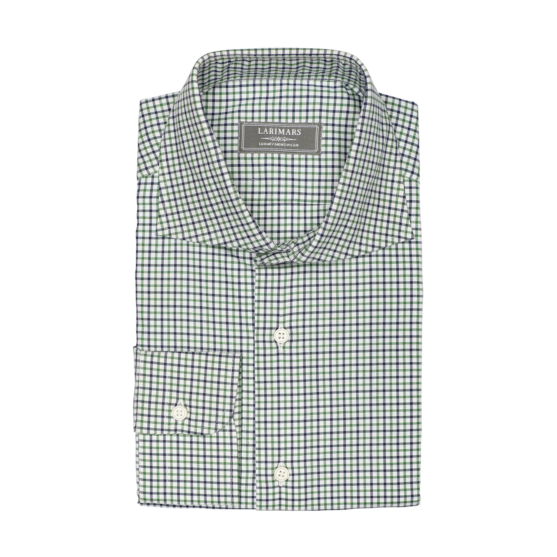 Green & Blue Mini Check - Larimars Clothing Men's Formal and casual wear shirts