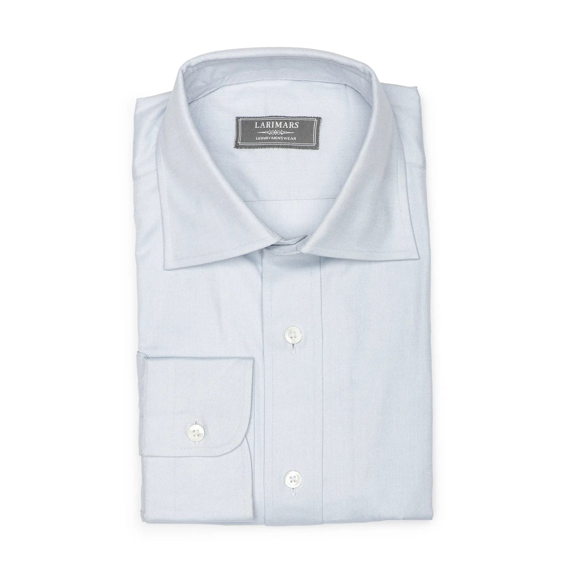 Light Blue Fine Twill - Larimars Clothing Men's Formal and casual wear shirts