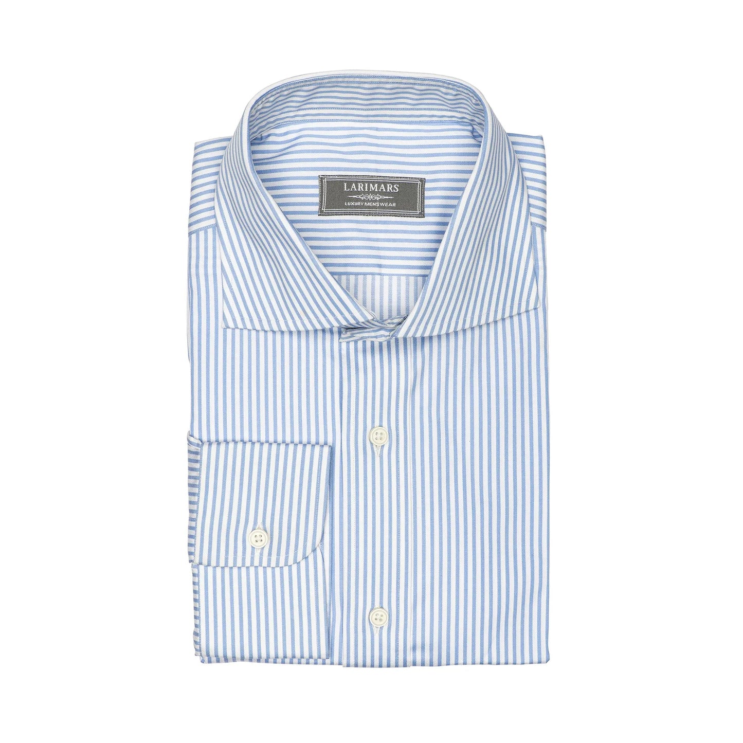 Light Blue Twill Pencil Stripe - Larimars Clothing Men's Formal and casual wear shirts