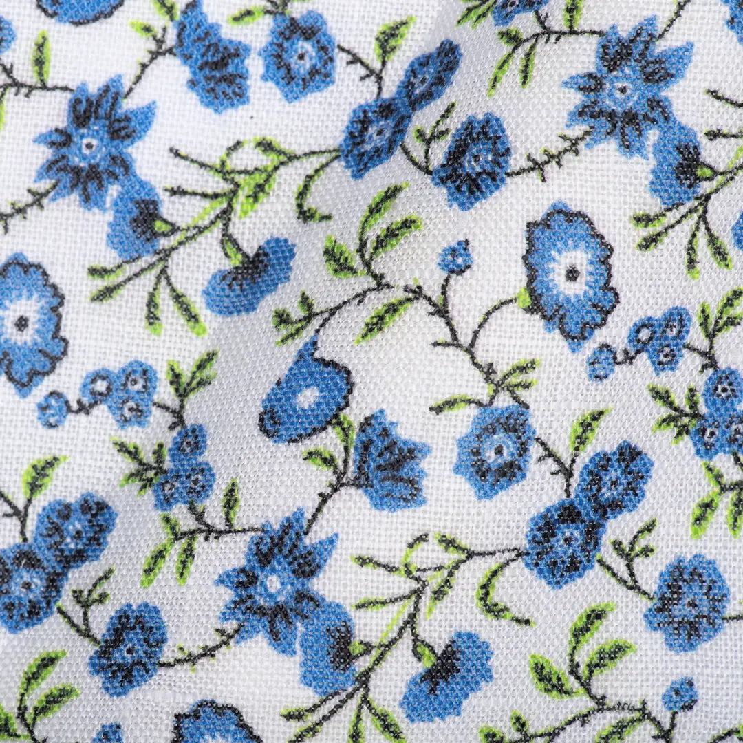 Linen Blue Floral Print - Larimars Clothing Men's Formal and casual wear shirts