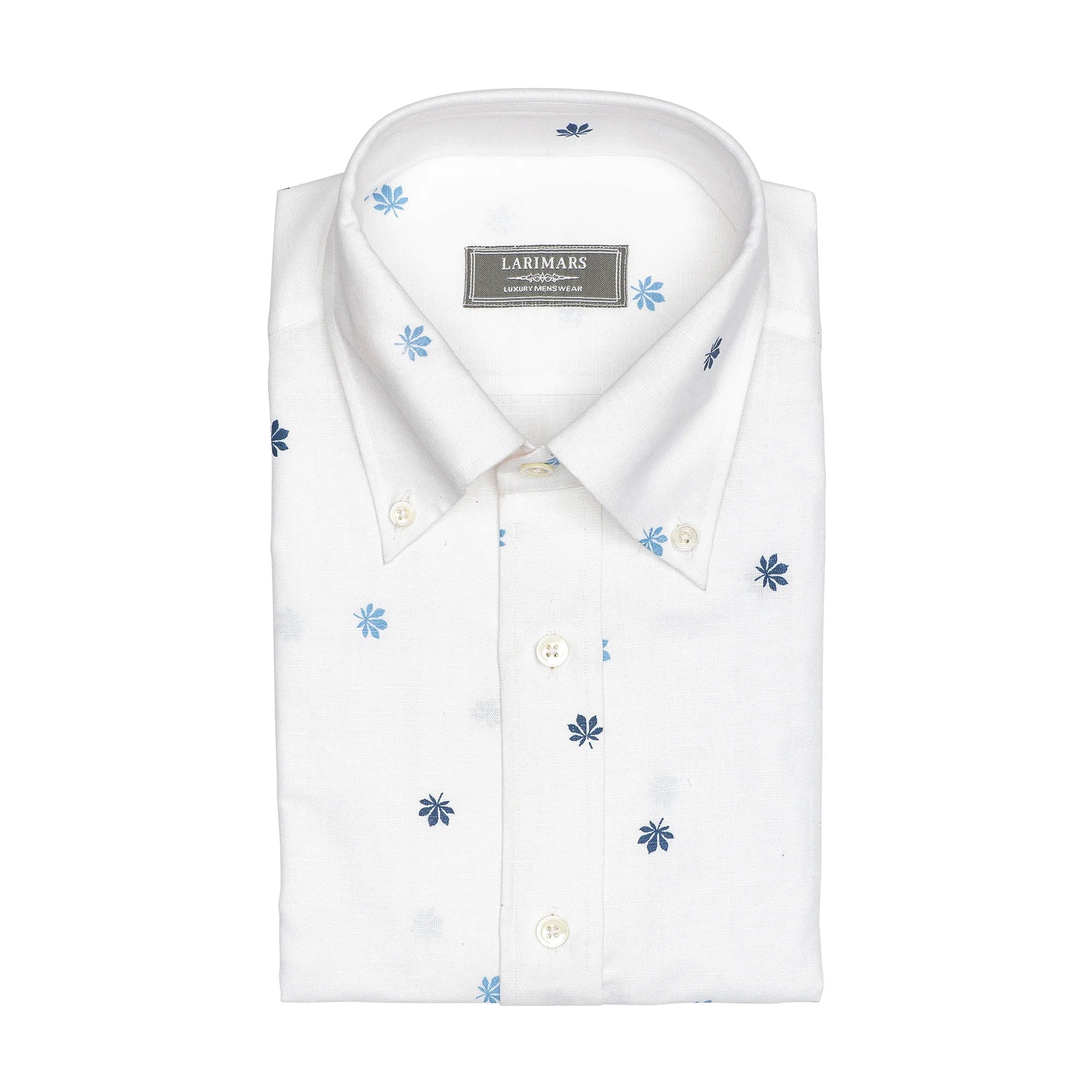 Linen White Print - Larimars Clothing Men's Formal and casual wear shirts