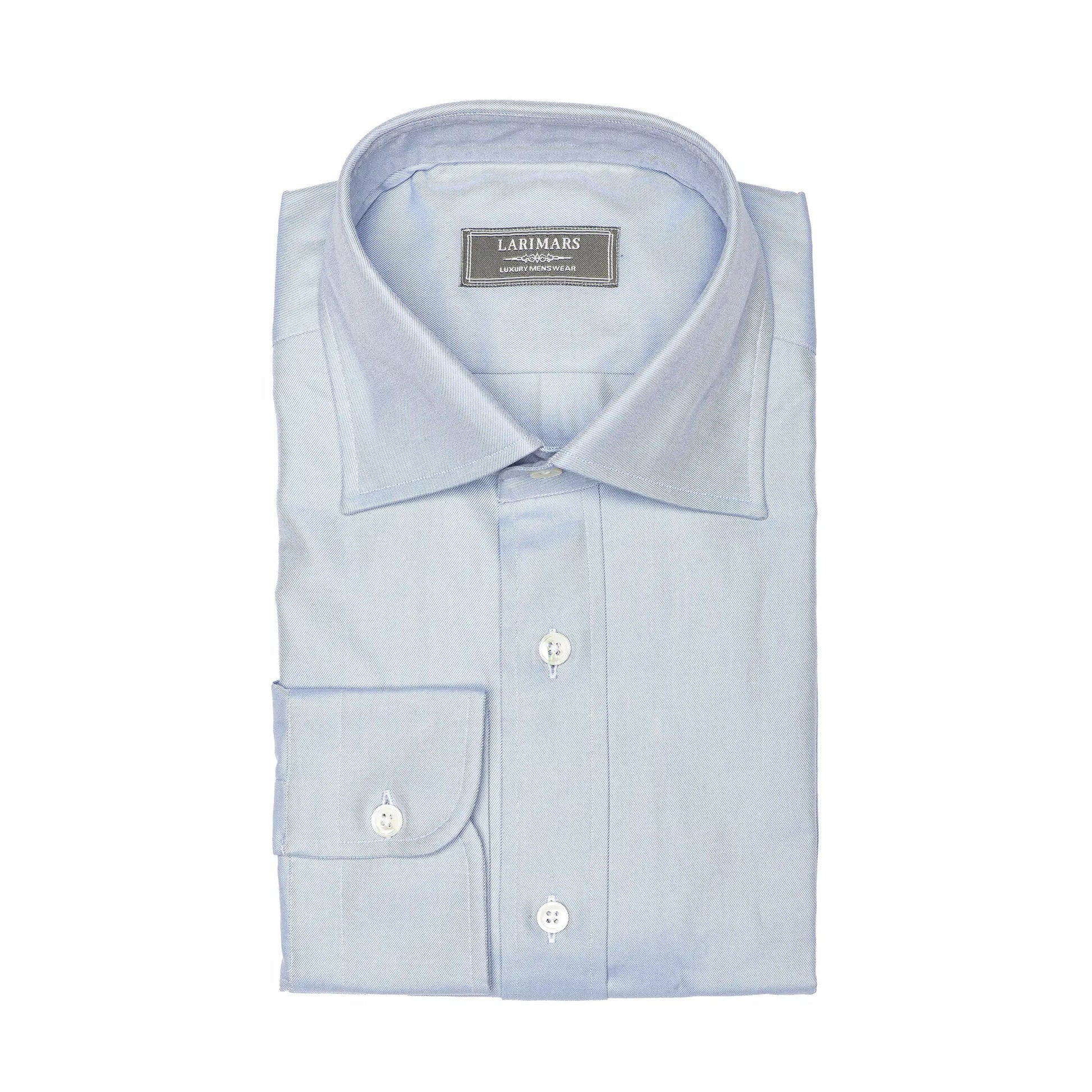Medium Blue Fine Twill - Larimars Clothing Men's Formal and casual wear shirts