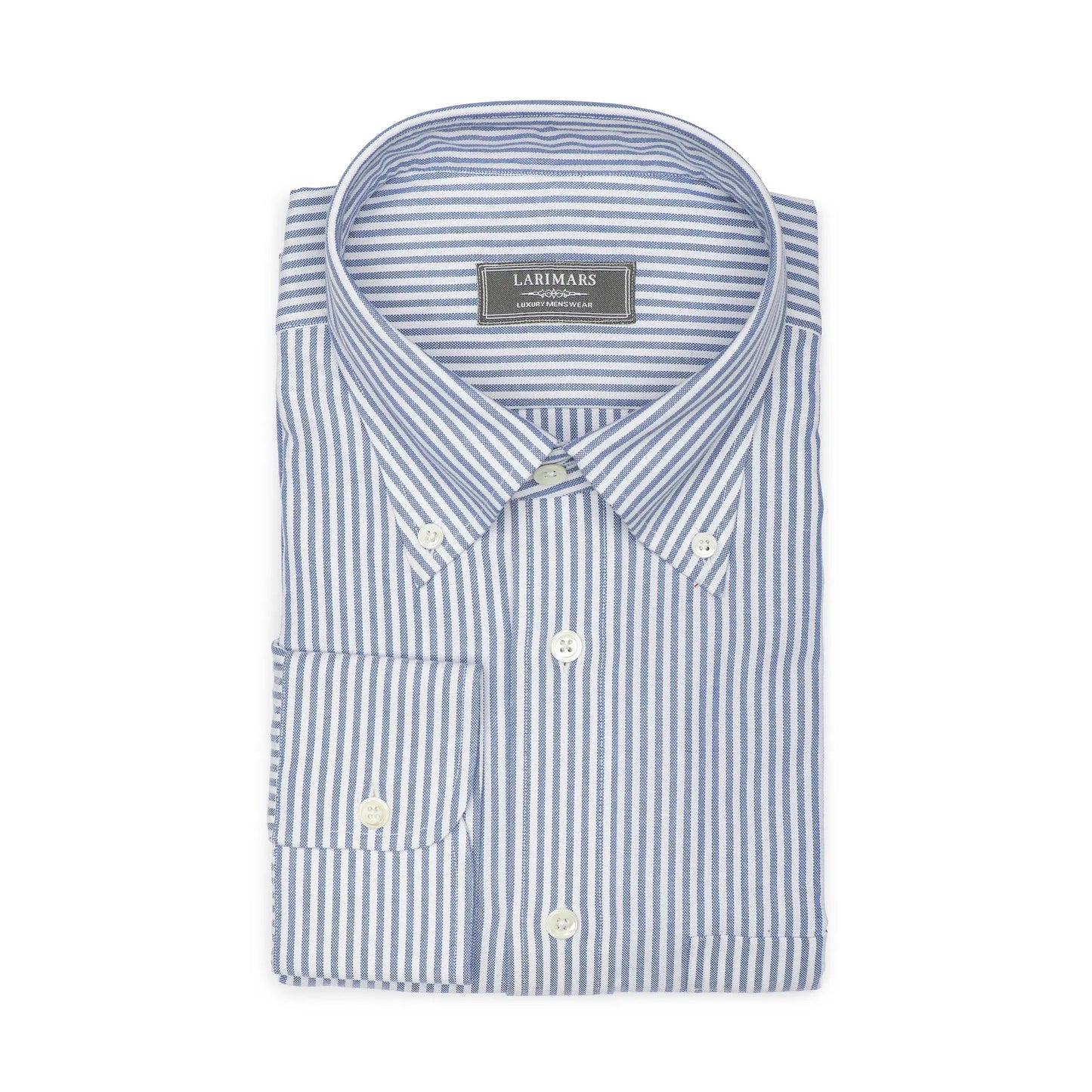 Medium Blue Stripe Oxford - Larimars Clothing Men's Formal and casual wear shirts