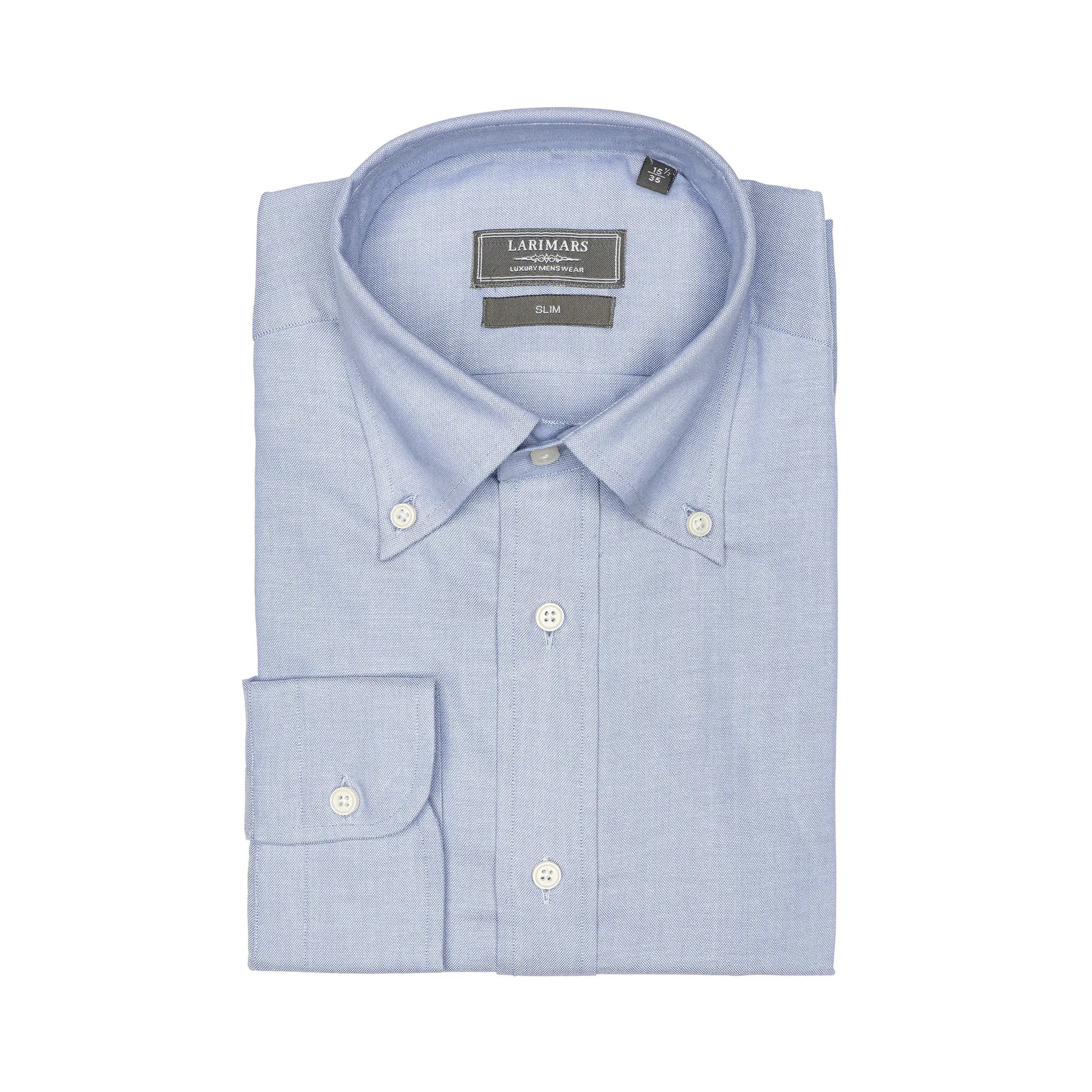 Solid Medium Blue | Light Weight Oxford - Larimars Clothing Men's Formal and casual wear shirts