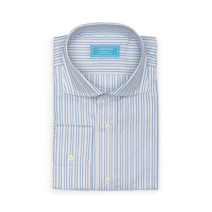White & Blue Mix Stripe - Larimars Clothing Men's Formal and casual wear shirts