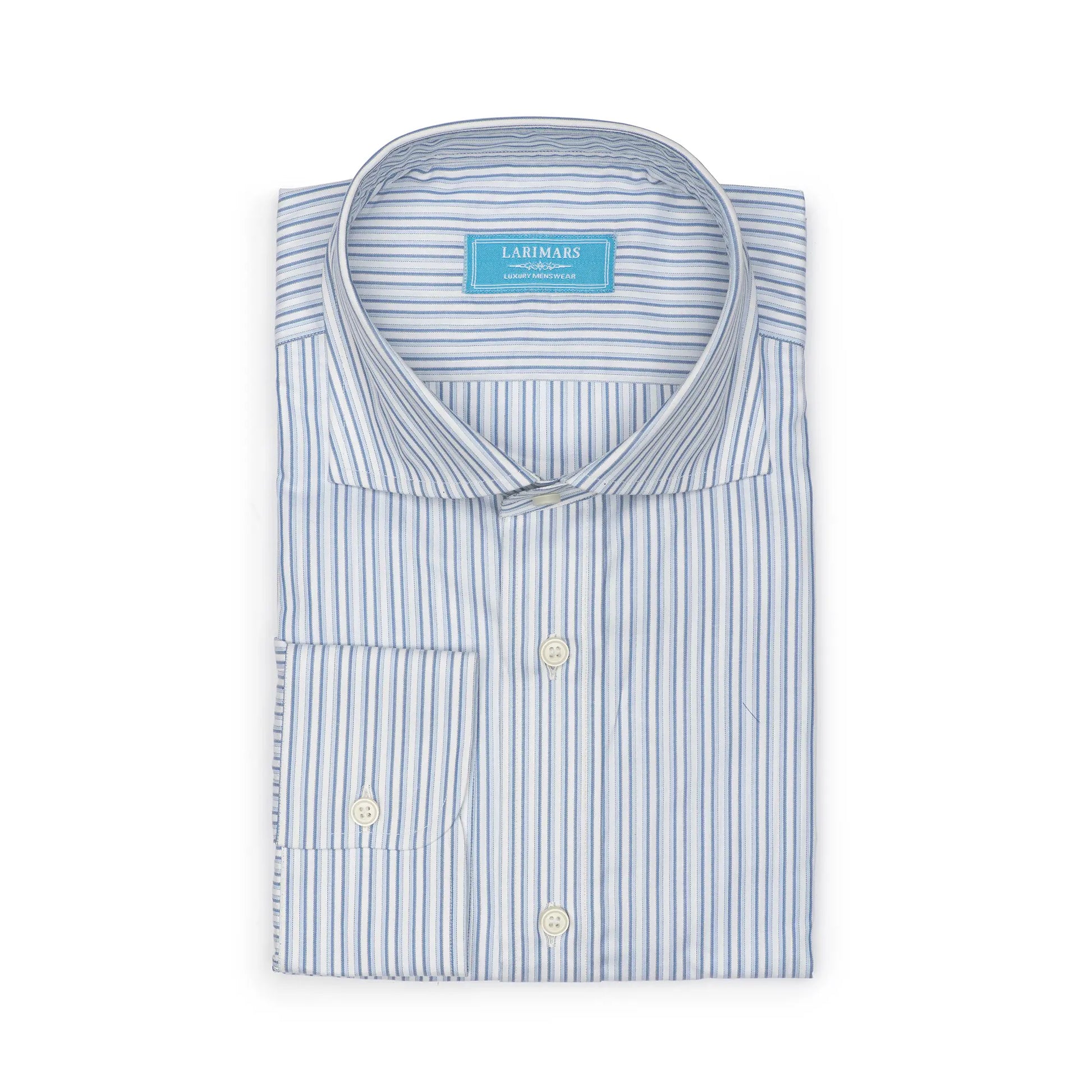 White & Blue Mix Stripe - Larimars Clothing Men's Formal and casual wear shirts