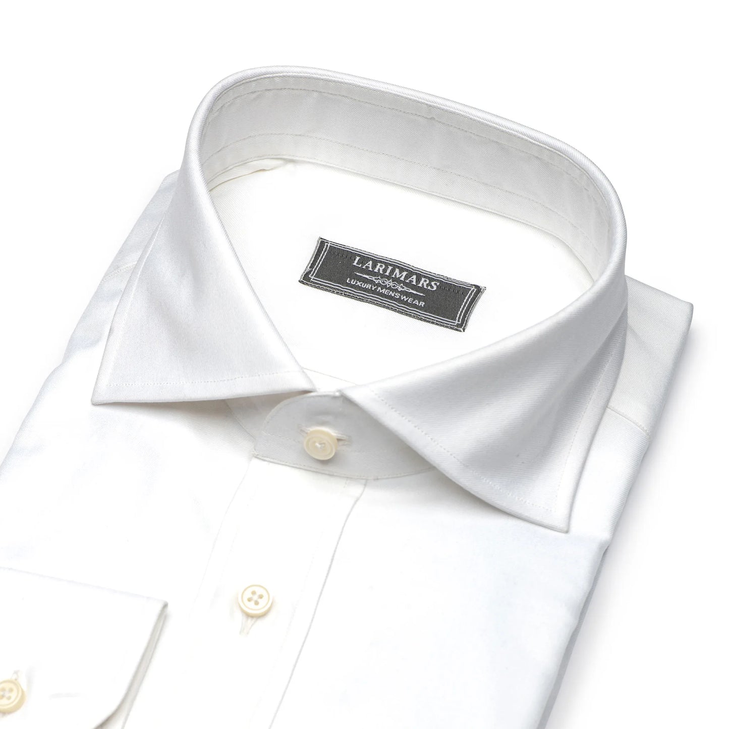 White Fine Twill Formal Collar Shirt for Men