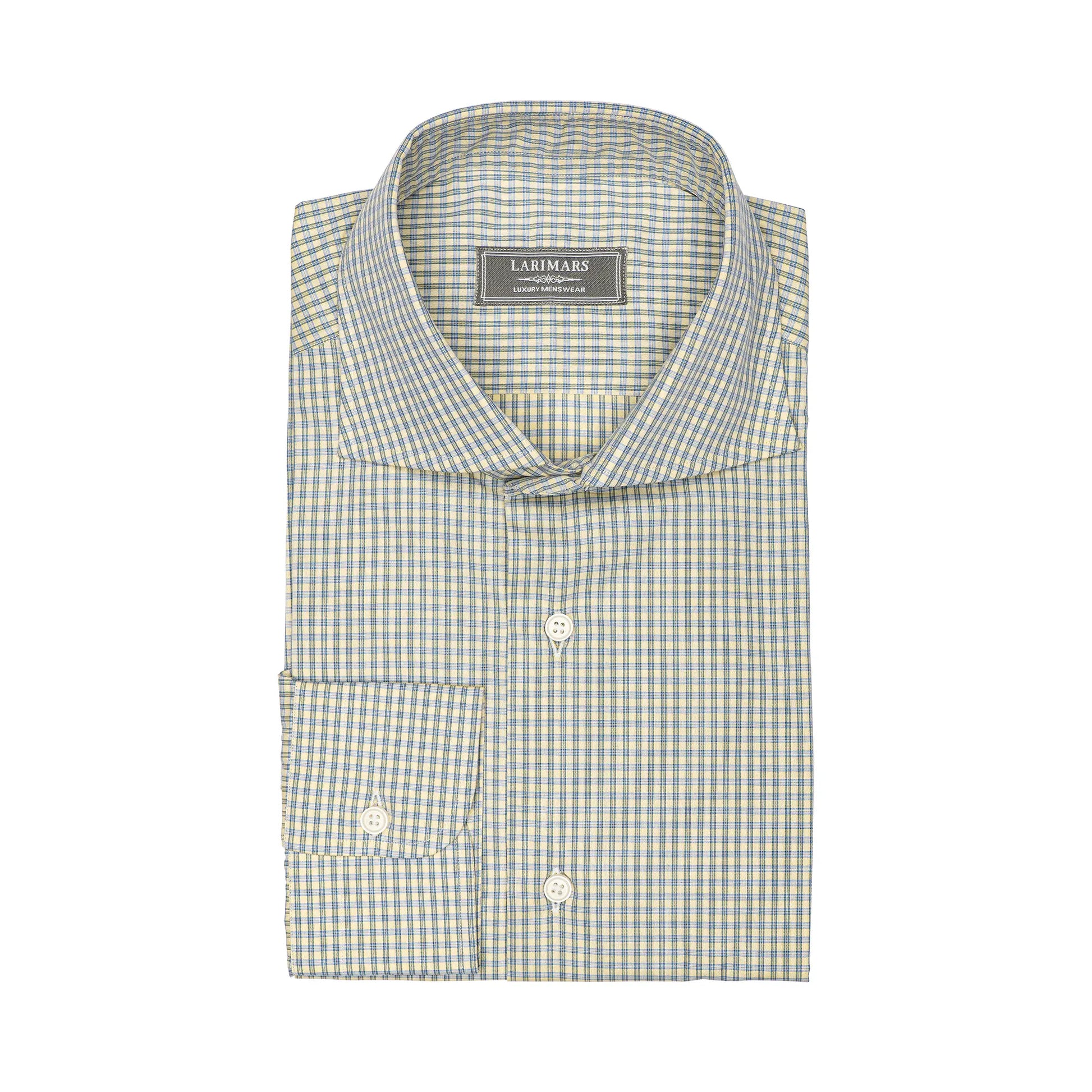 Yellow & Blue Small Check - Larimars Clothing Men's Formal and casual wear shirts